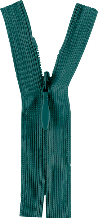 Reißverschluss nicht teilbar, nahtverdeckt, Kunststoffspirale, petrol, 30 cm