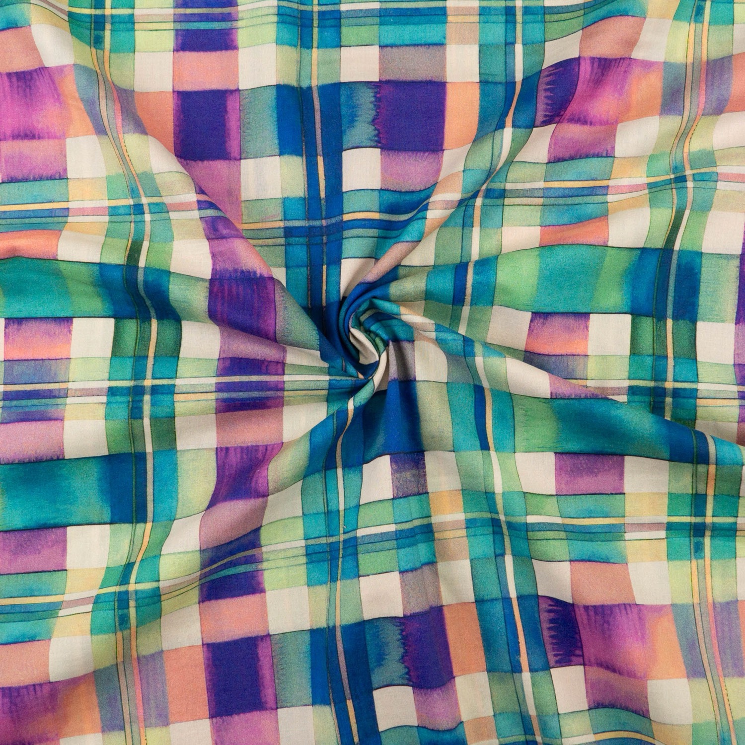 Baumwollstoff, Popeline, blautöne, lilatöne, grüntöne, Karo