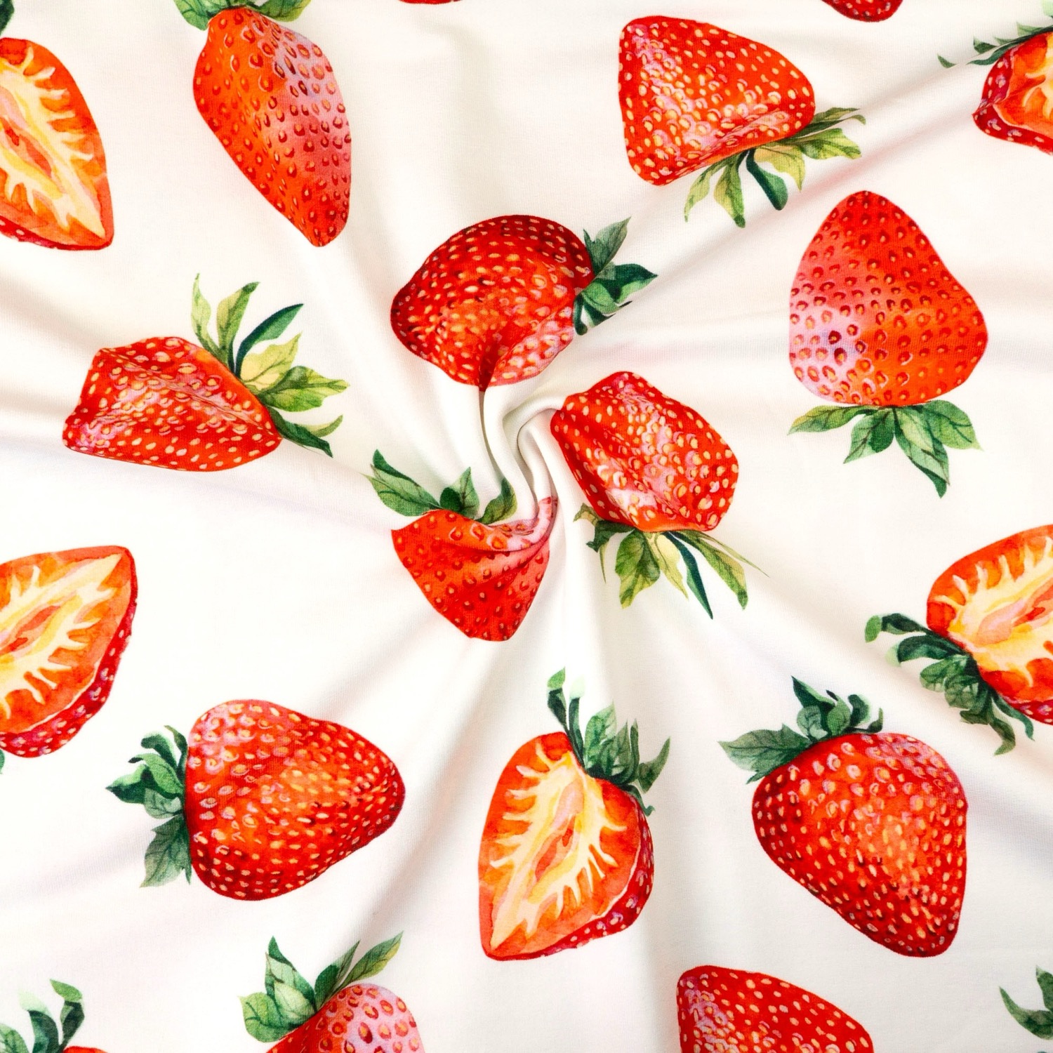 French Terry, offwhite, rot, grün, Früchte