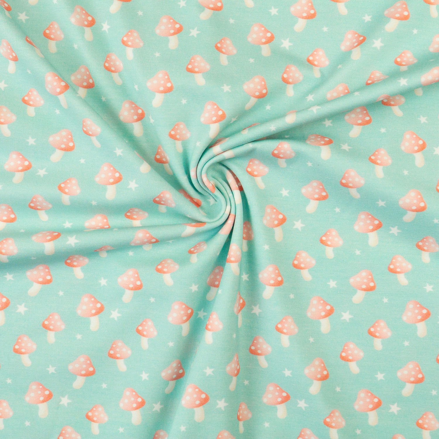 Baumwolljersey, mint, rot, Kindermotive - gemustert