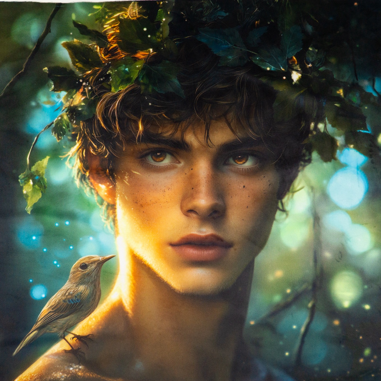 Samtstoff, grüntöne, blautöne, gelbtöne, figürliche Motive