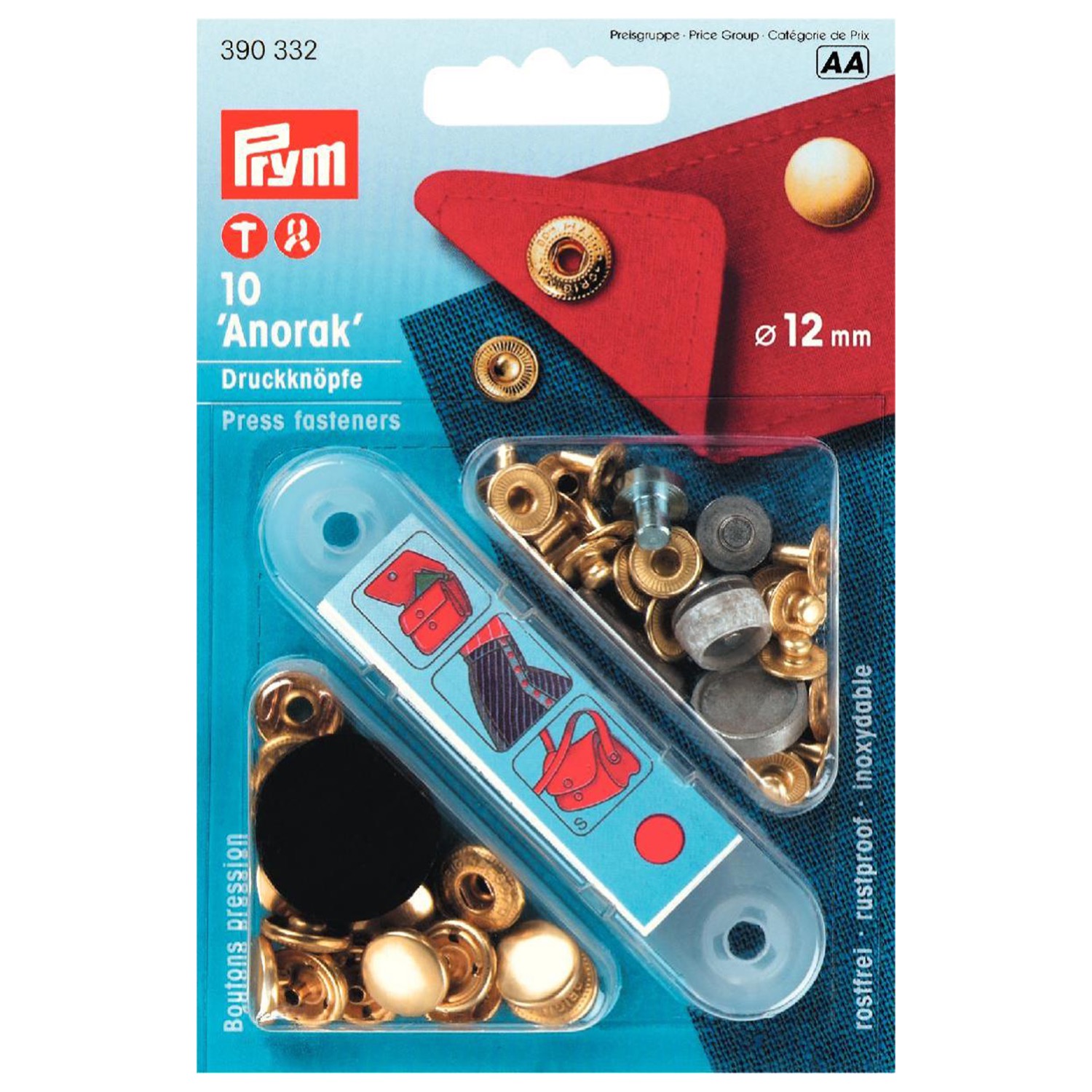 Druckknöpfe, Anorak, Metall, gold, 12mm