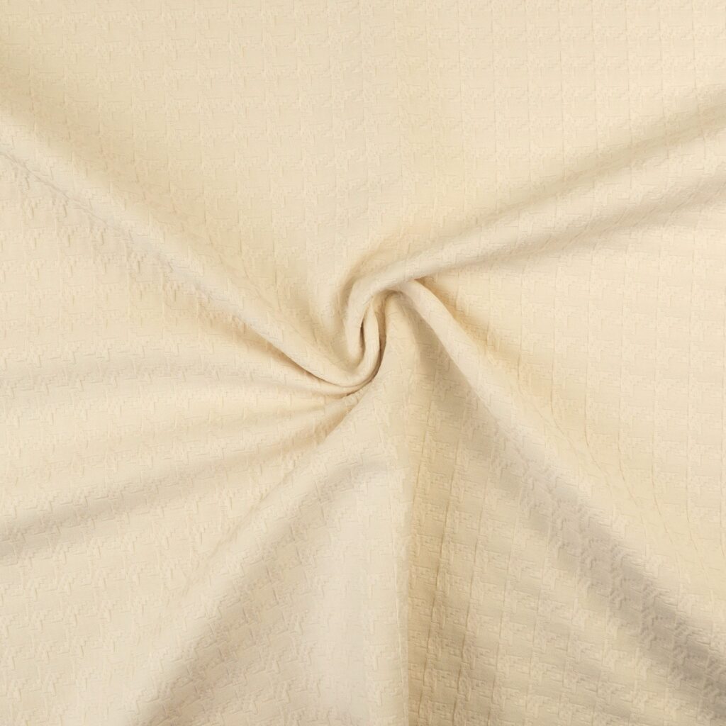 Baumwollstoff, Jacquard, vanille, Webstruktur, Hahnentritt, uni