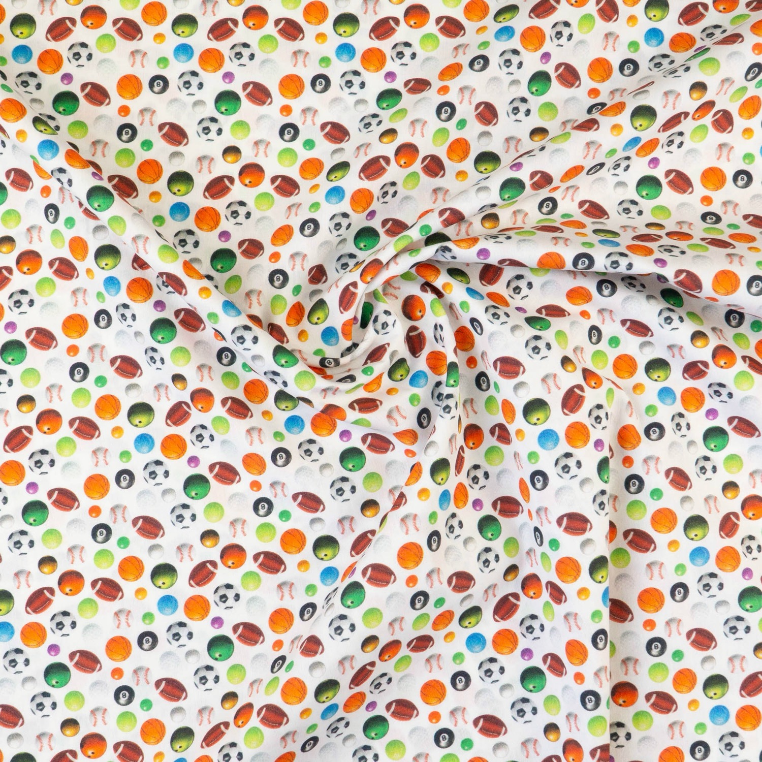 Baumwollstoff, Popeline, offwhite, orange, grün, rot, grafisch gemustert