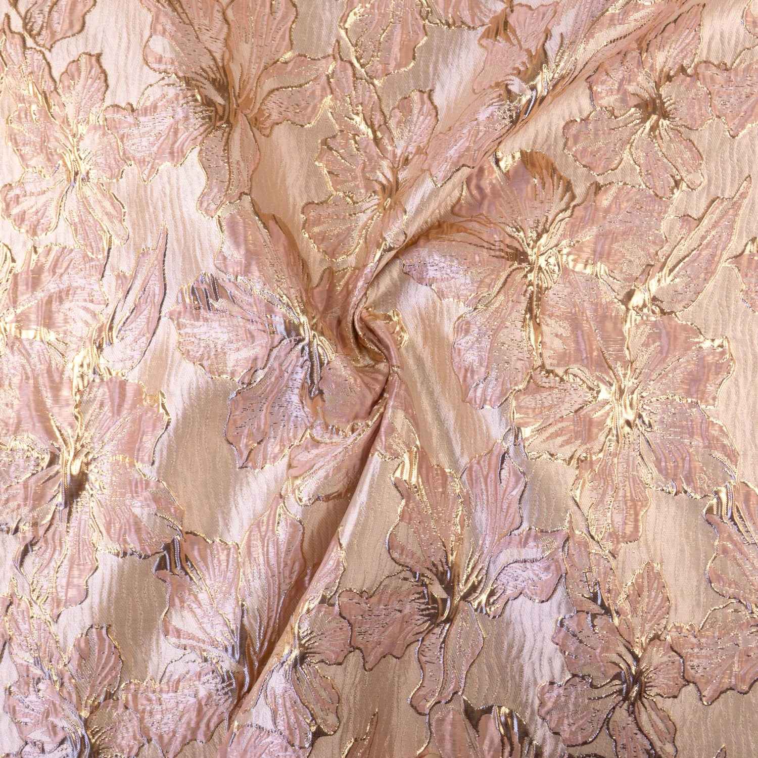 Jacquard, rosa, gold, florale Motive, Glanzeffekt
