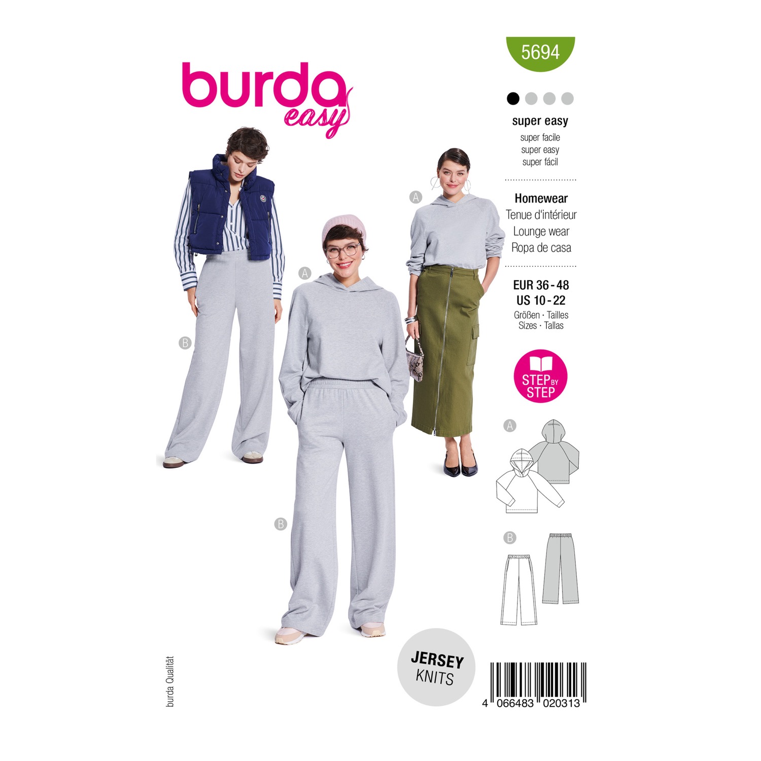 Schnittmuster Burda easy, Homewear, grün