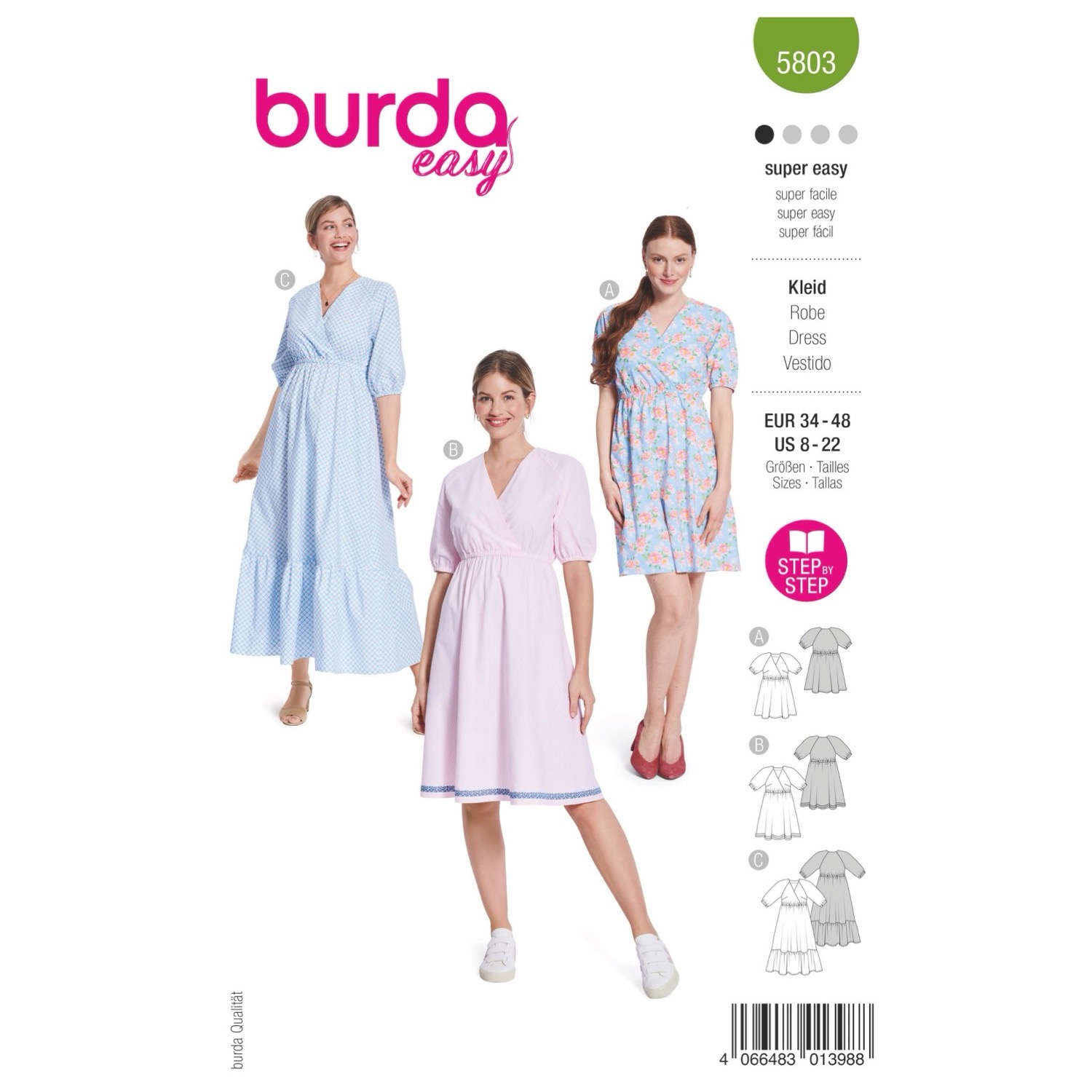Schnittmuster Burda easy, Kleid, Grün