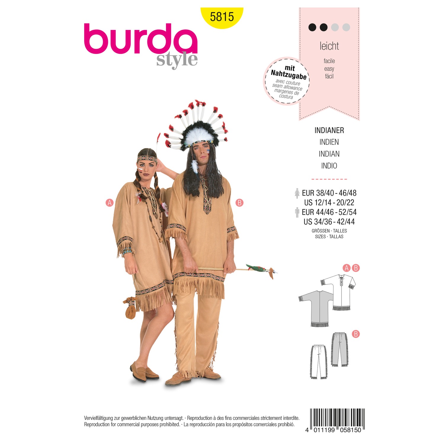 Schnittmuster Burda style, Verkleidung, Gelb