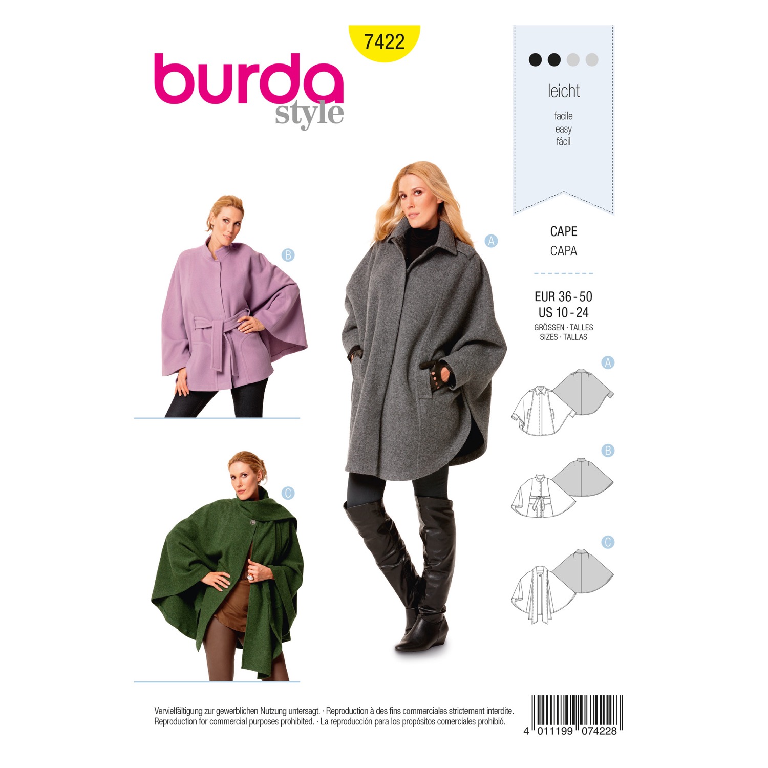 Schnittmuster Burda style, Jacke, Gelb