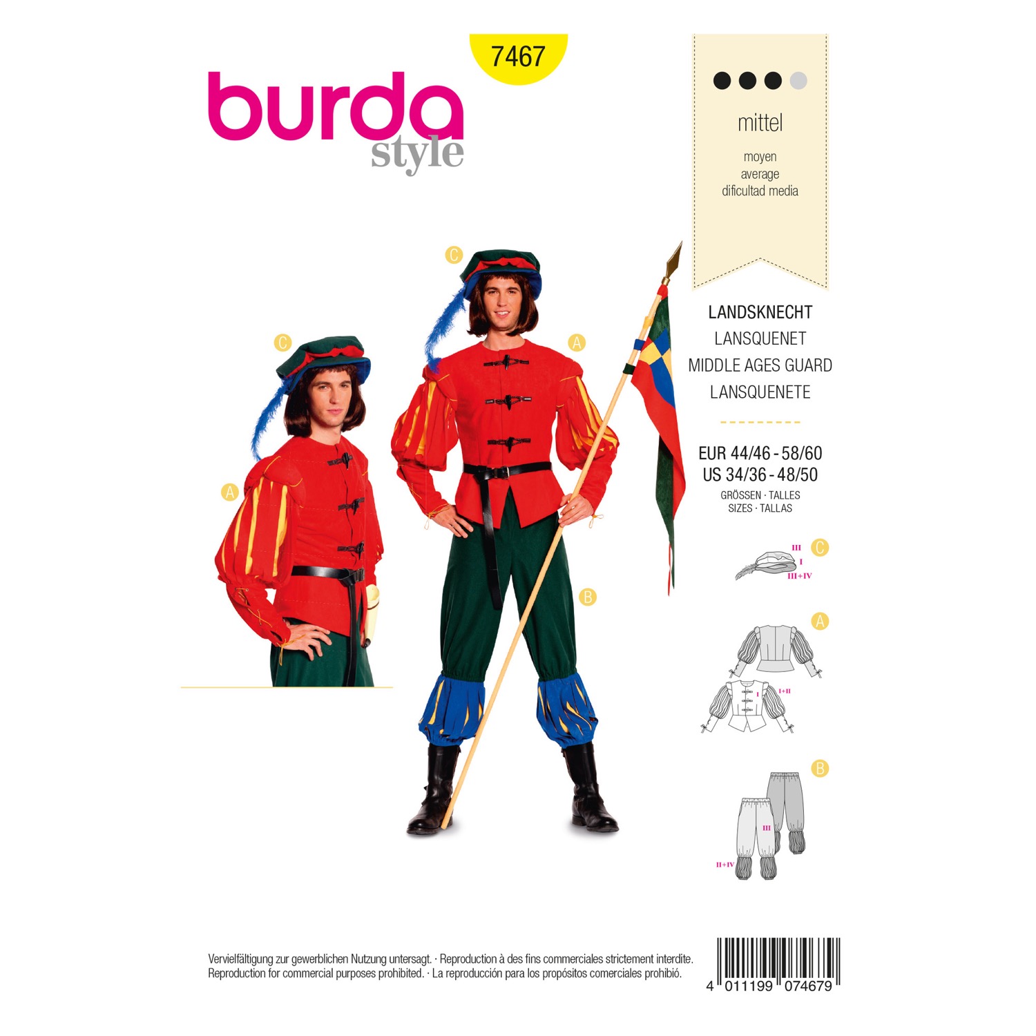 Schnittmuster Burda style, Verkleidung, Gelb