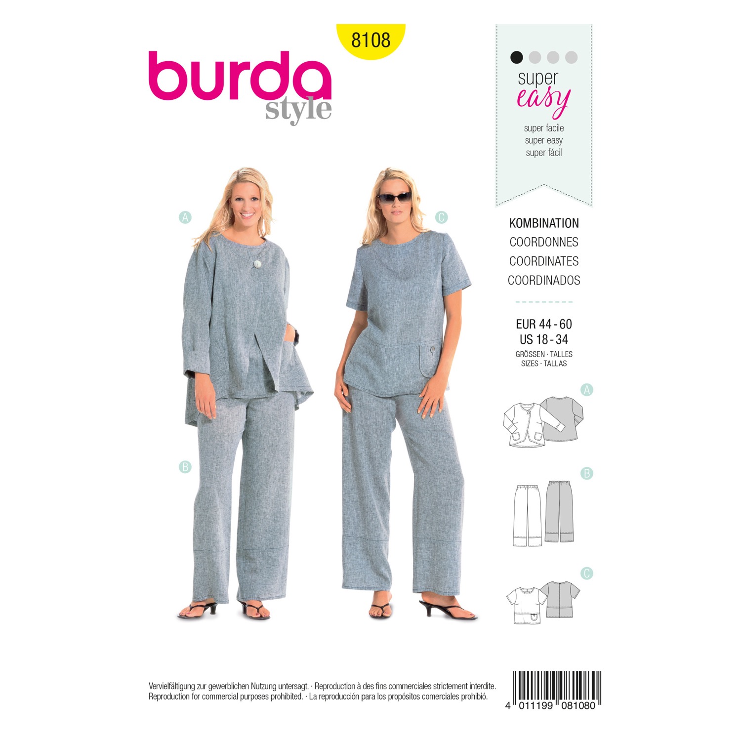 Schnittmuster Burda style, Top, Hose, Gelb