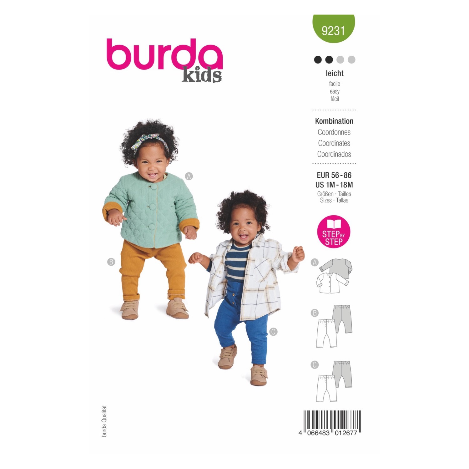 Schnittmuster Burda kids, Baby, Hose, Jacke, Grün