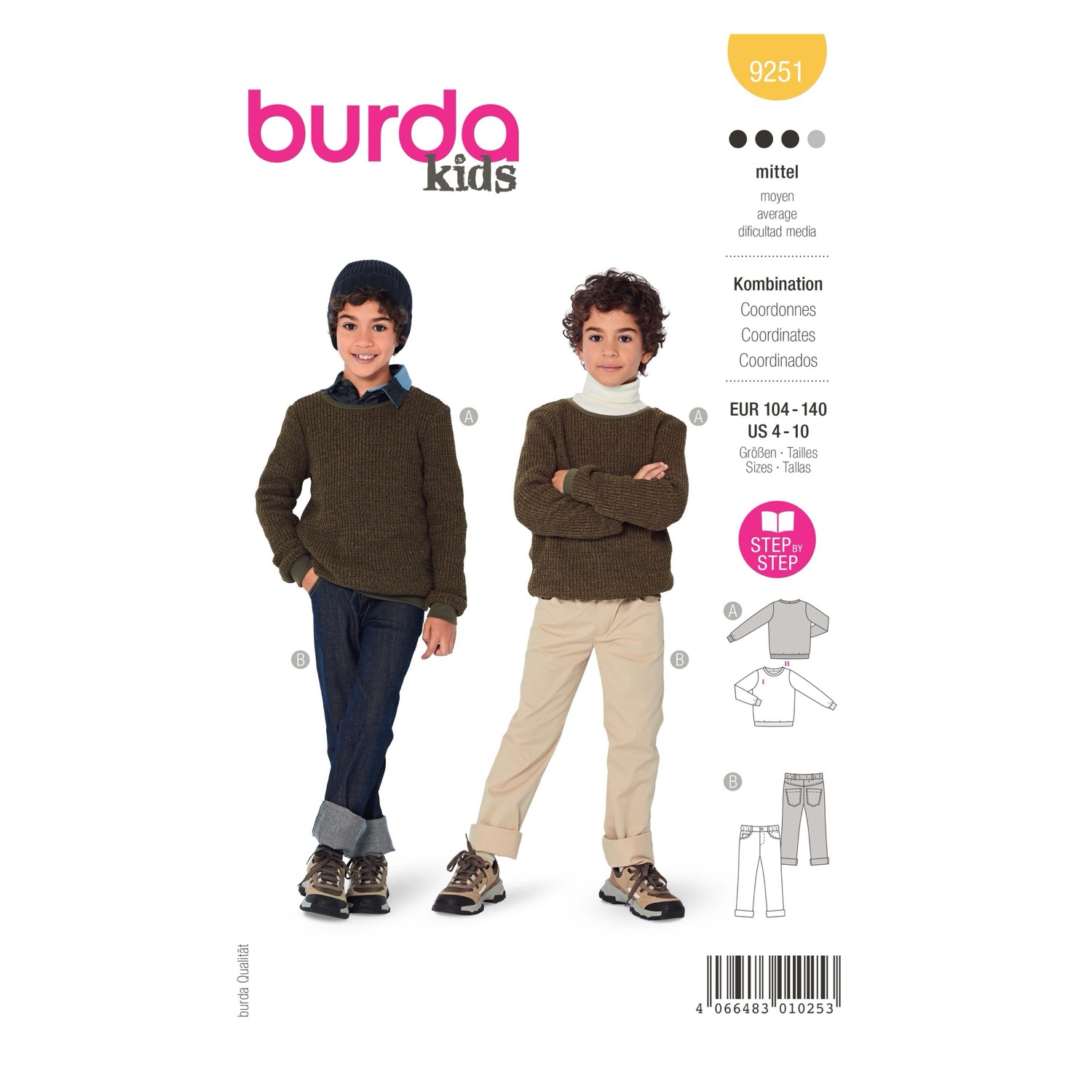 Schnittmuster Burda kids, Top, Hose, Gelb