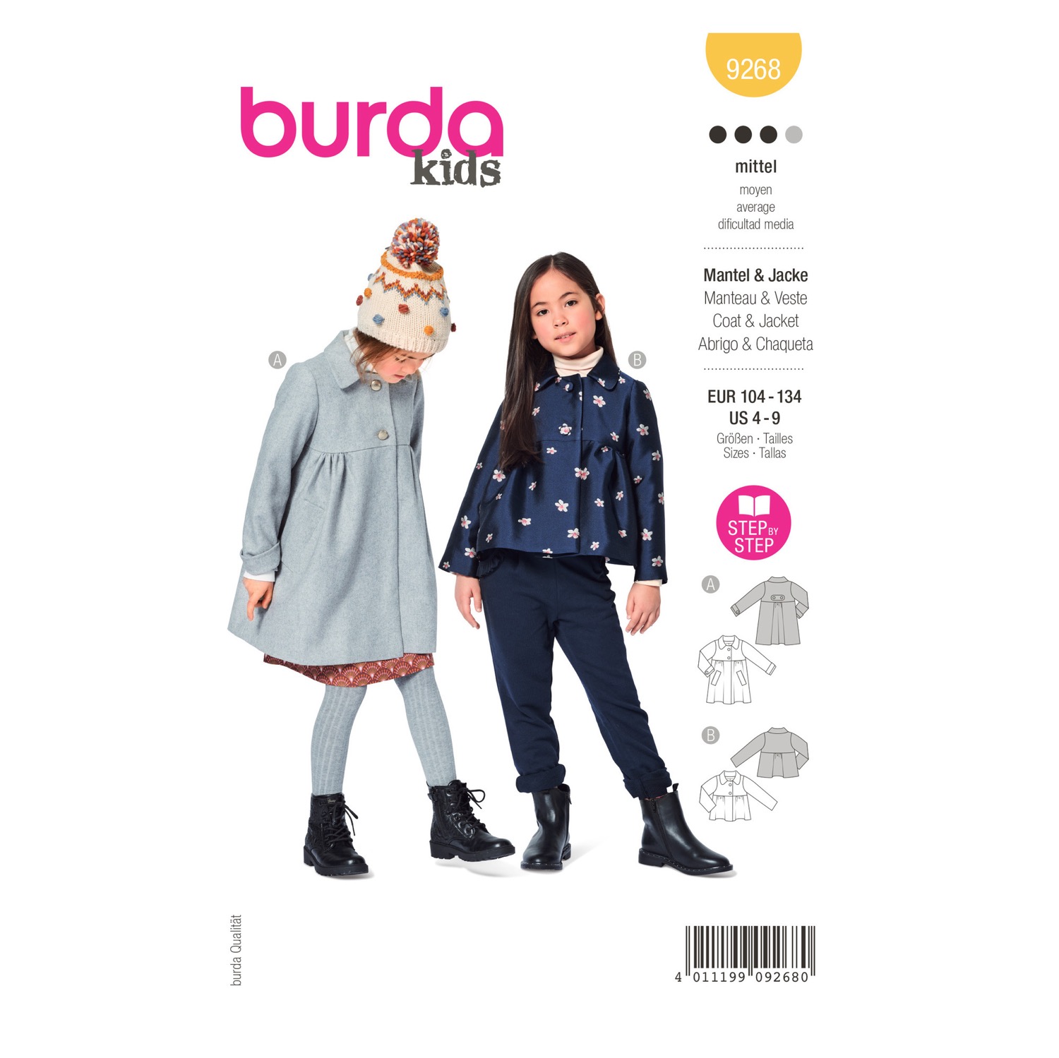 Schnittmuster Burda kids, Jacke, Gelb