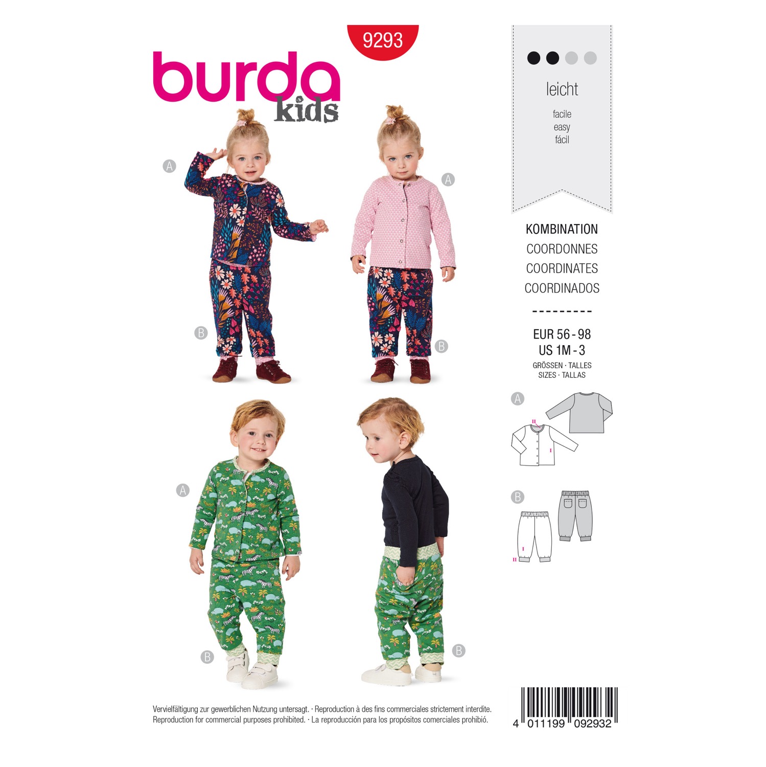 Schnittmuster Burda kids, Baby, Hose, Jacke, Rot