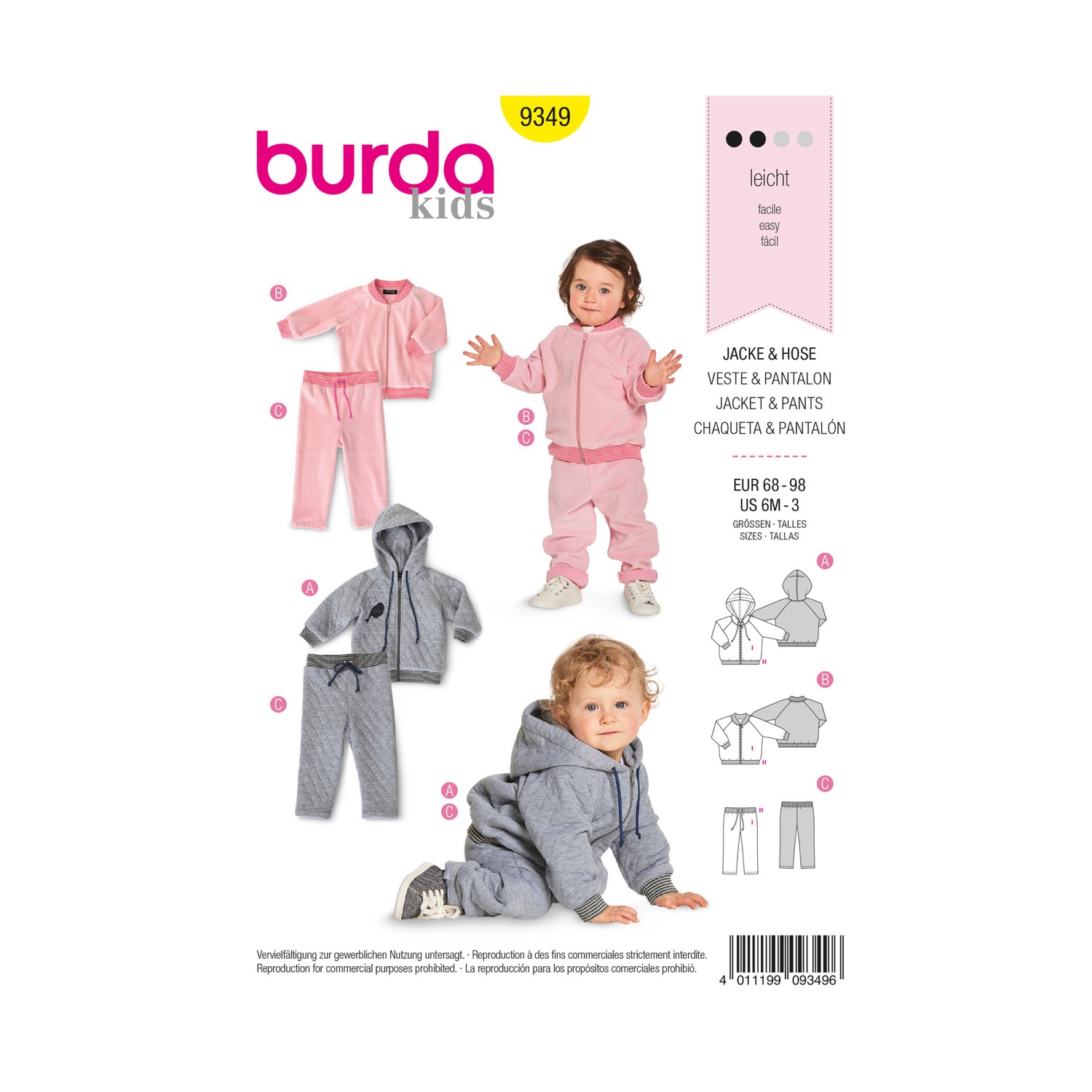 Schnittmuster Burda kids, Hose, Jacke, Baby, Gelb
