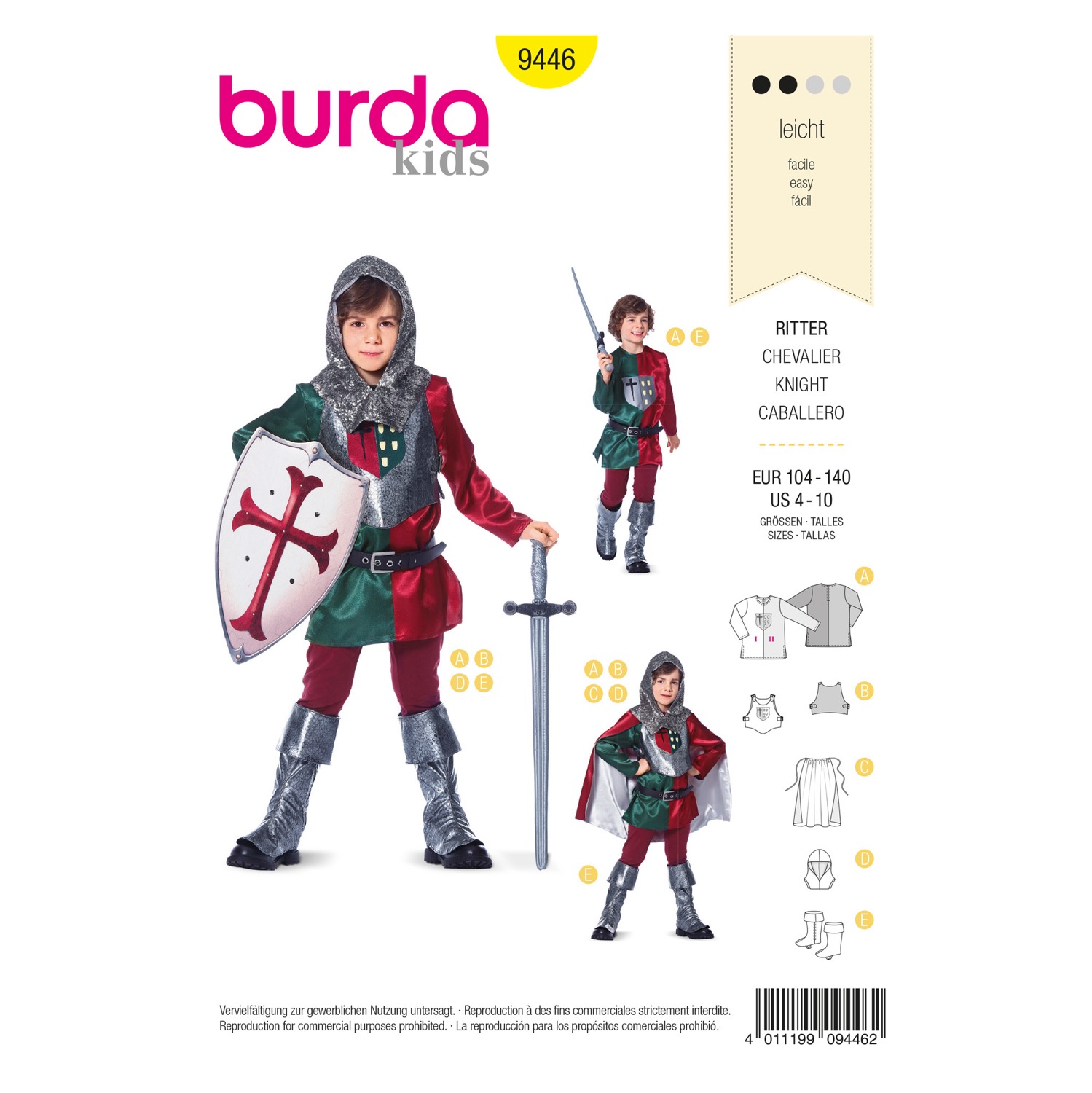Schnittmuster Burda kids, Verkleidung Kids, Gelb
