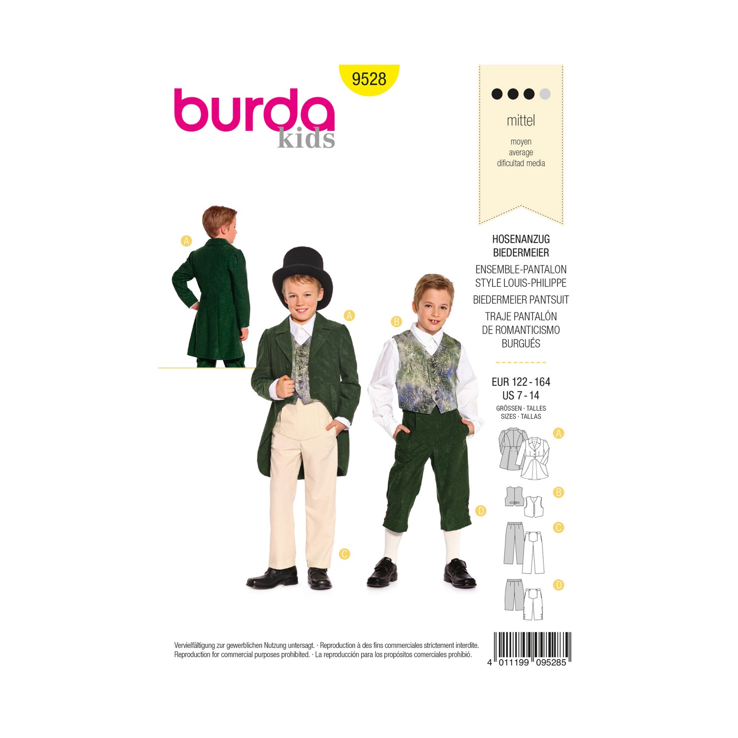 Schnittmuster Burda kids, Verkleidung Kids, Gelb