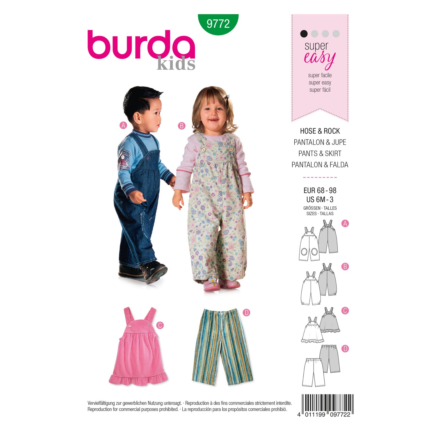 Schnittmuster Burda kids, Hose, Rock, Grün