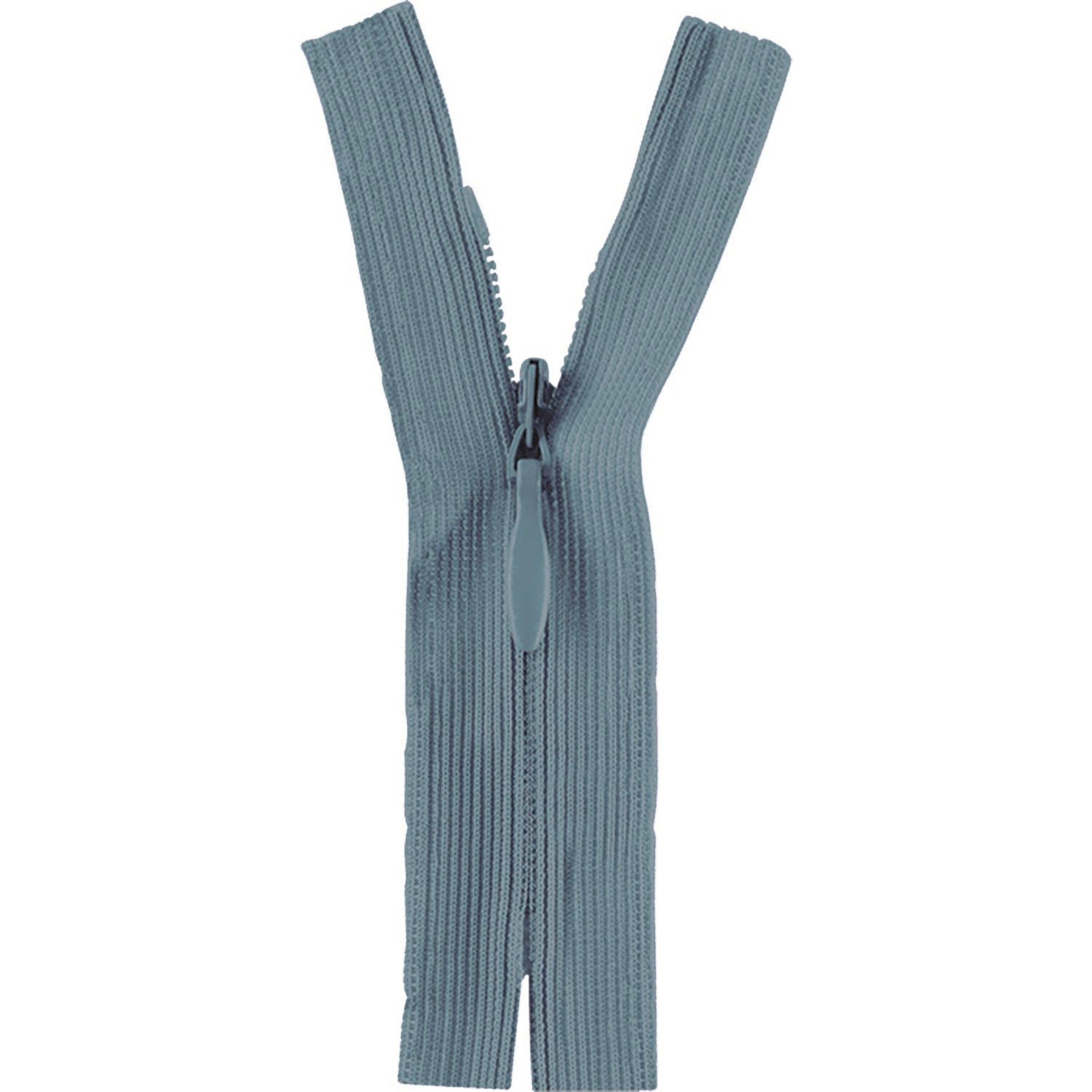 Reißverschluss nicht teilbar, nahtverdeckt, Kunststoffspirale, blaugrau, 25 cm