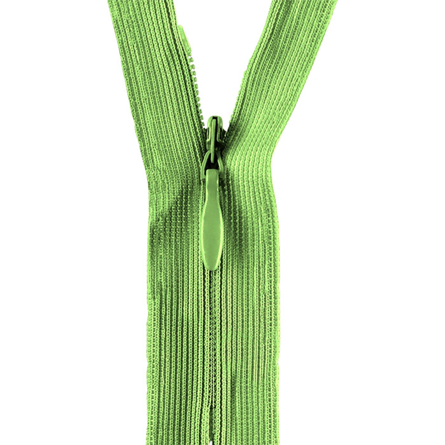 Reißverschluss nicht teilbar, nahtverdeckt, Kunststoffspirale, gelbgrün, 25 cm