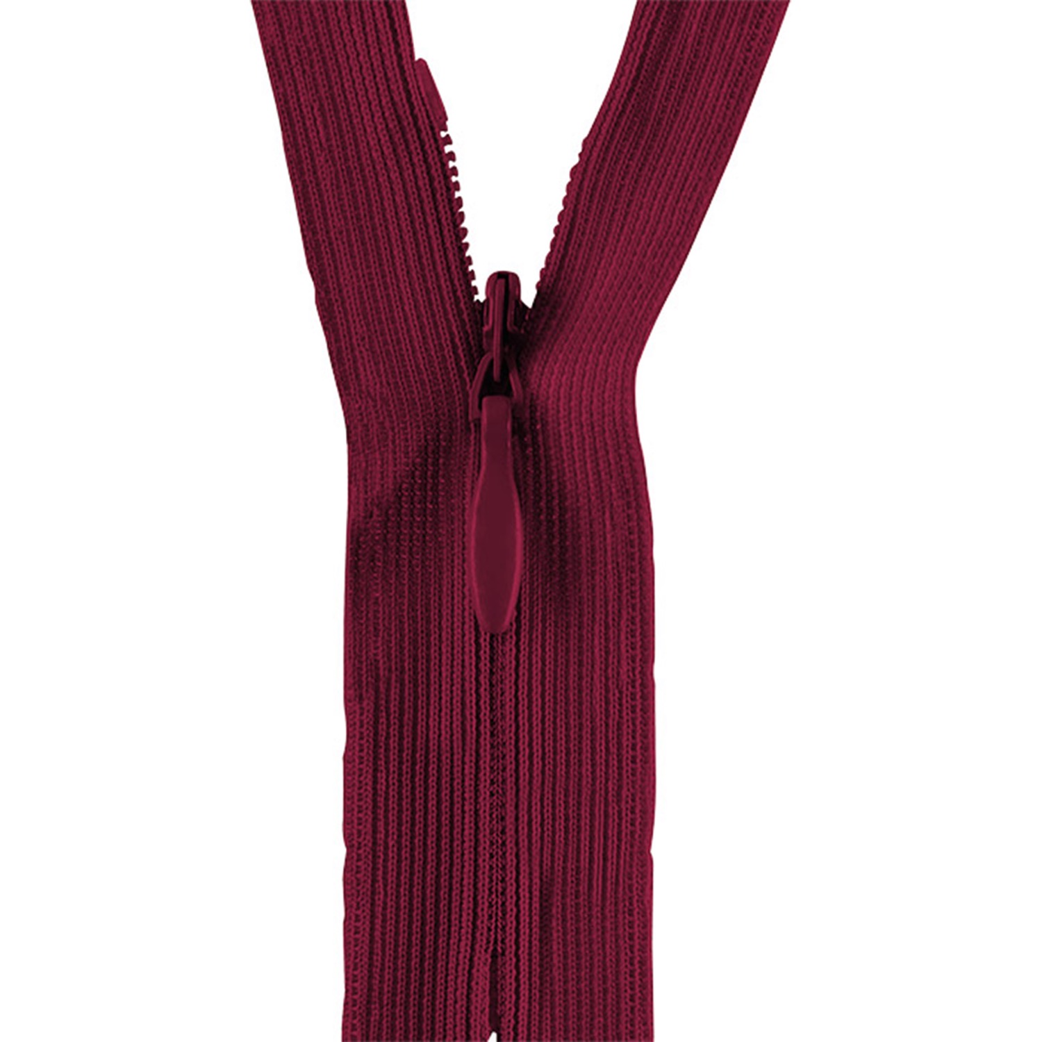 Reißverschluss nicht teilbar, nahtverdeckt, Kunststoffspirale, bordeaux, 60 cm