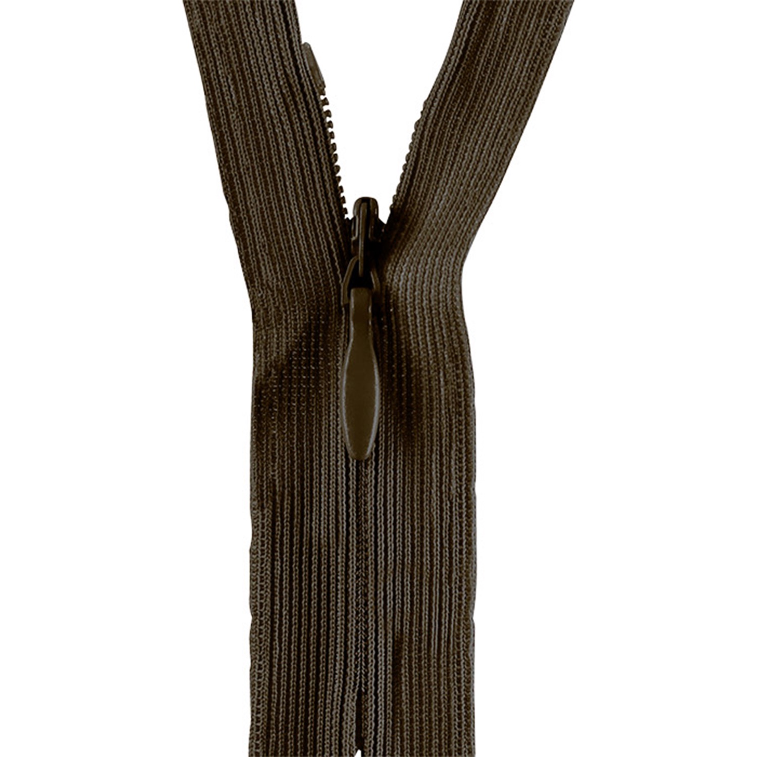 Reißverschluss nicht teilbar, nahtverdeckt, Kunststoffspirale, dunkelbraun, 40 cm