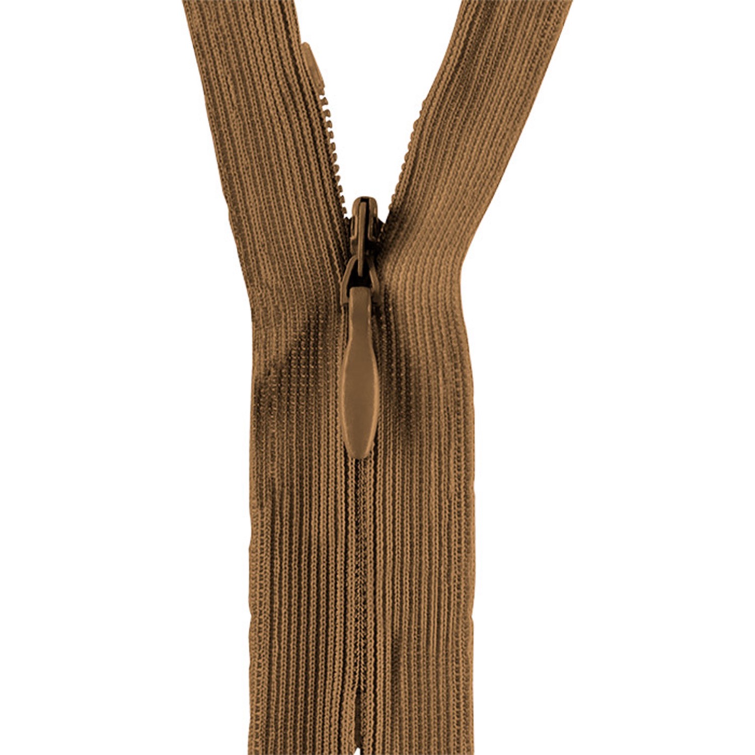 Reißverschluss nicht teilbar, nahtverdeckt, Kunststoffspirale, braun, 30 cm