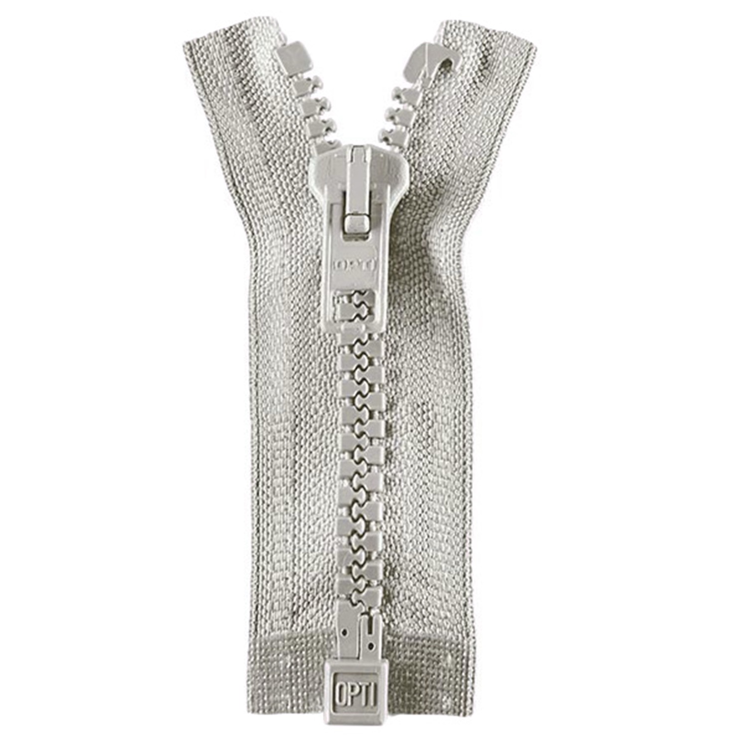 Reißverschluss teilbar, Kunststoffzähnchen, hellgrau, 40 cm