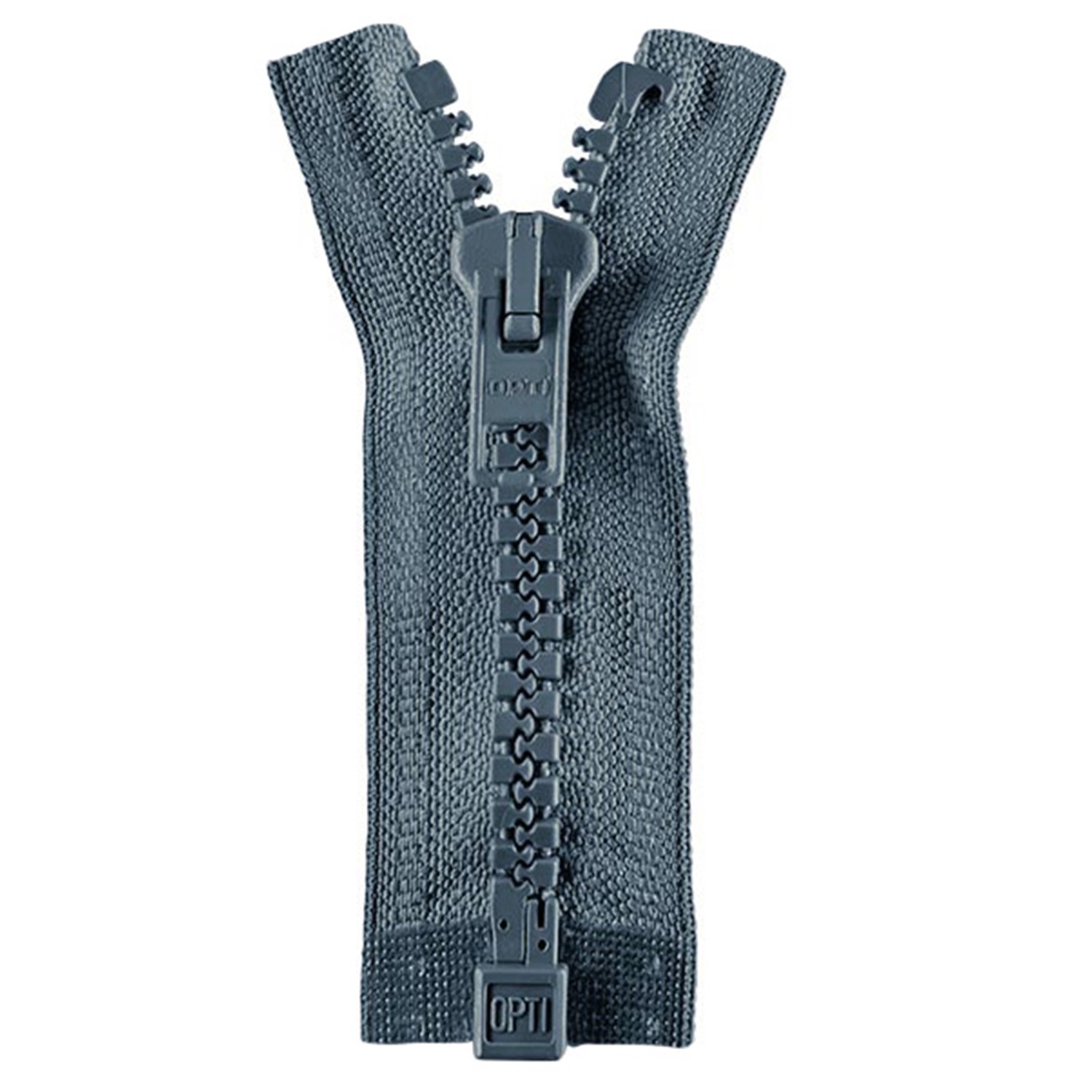 Reißverschluss teilbar, Kunststoffzähnchen, blaugrau, 60 cm