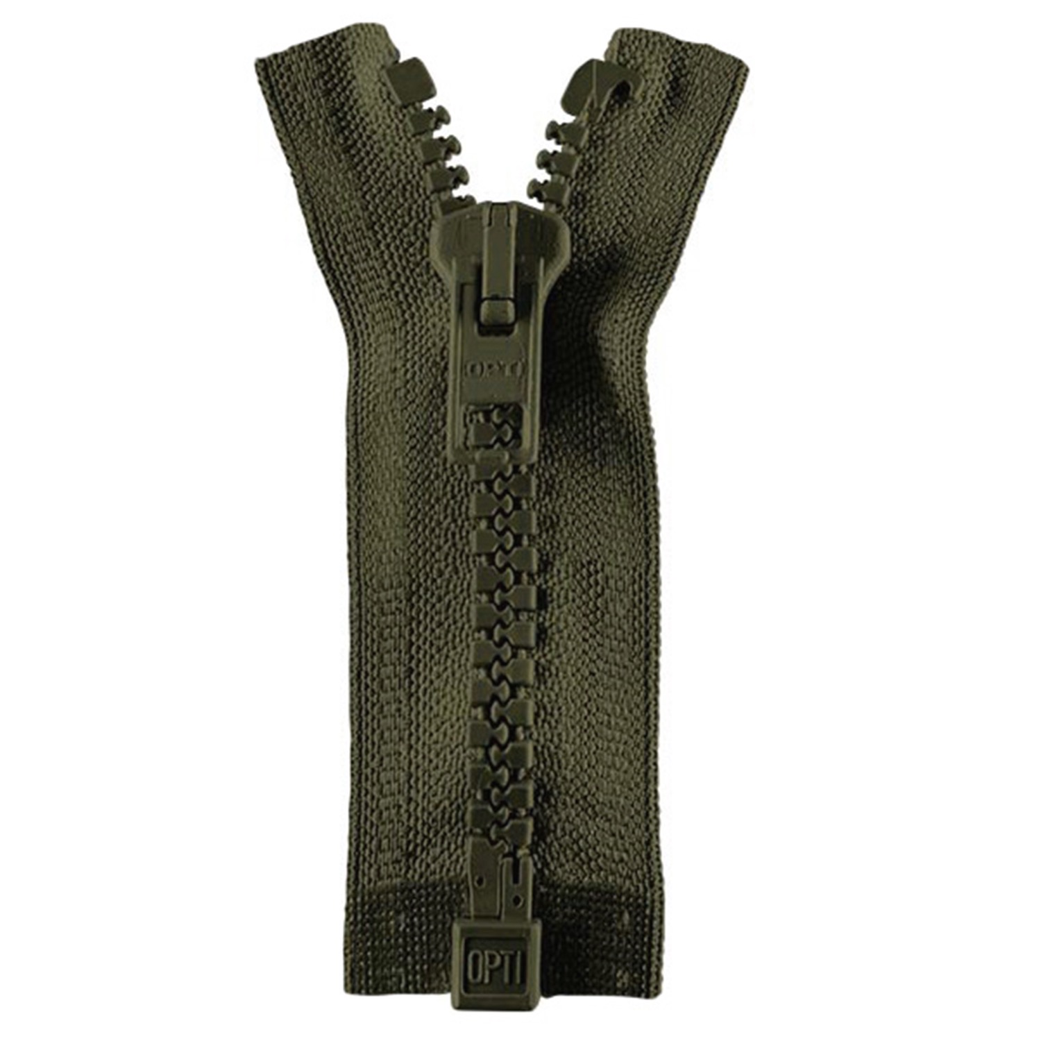 Reißverschluss teilbar, Kunststoffzähnchen, oliv, 50 cm