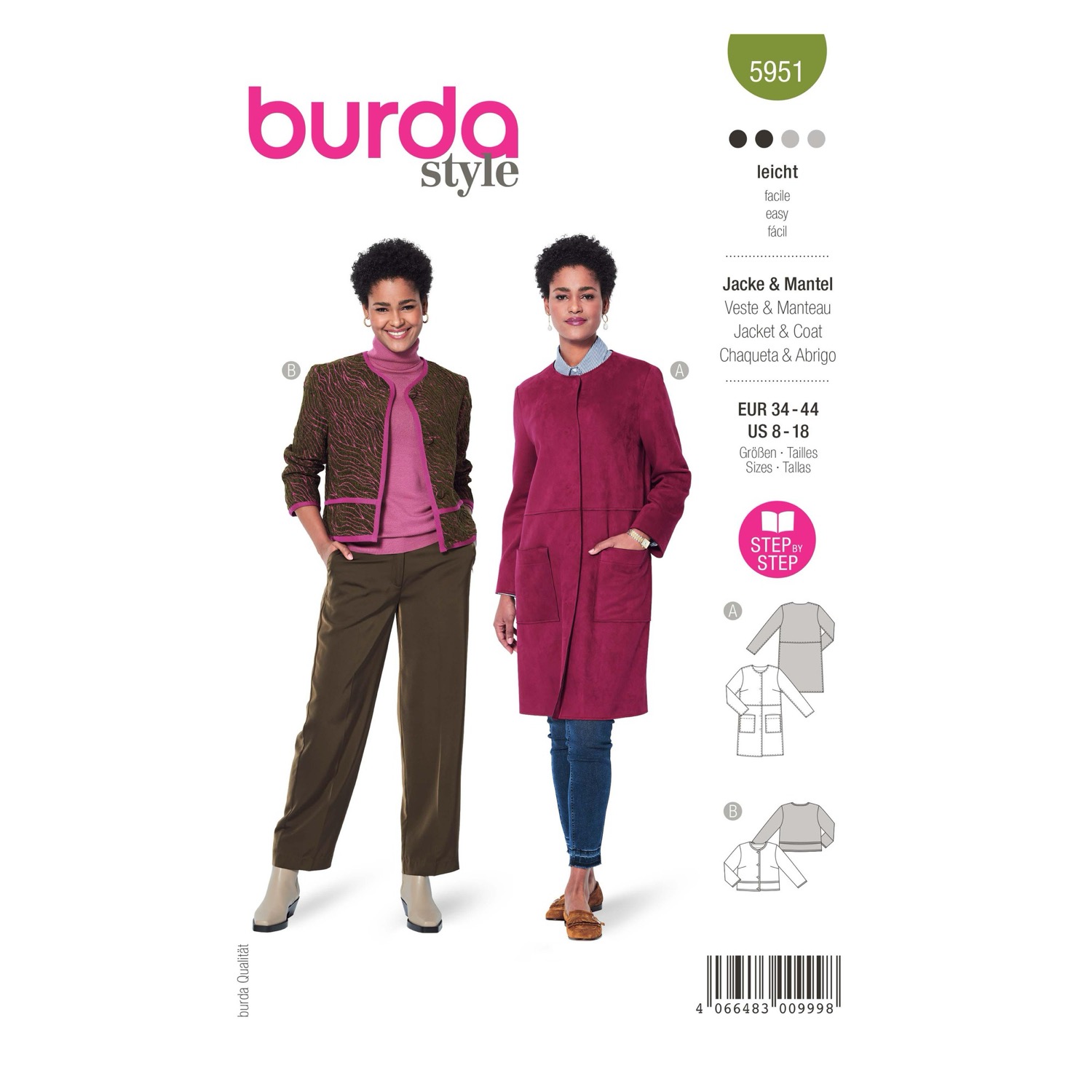Schnittmuster Burda style, Jacke, Grün