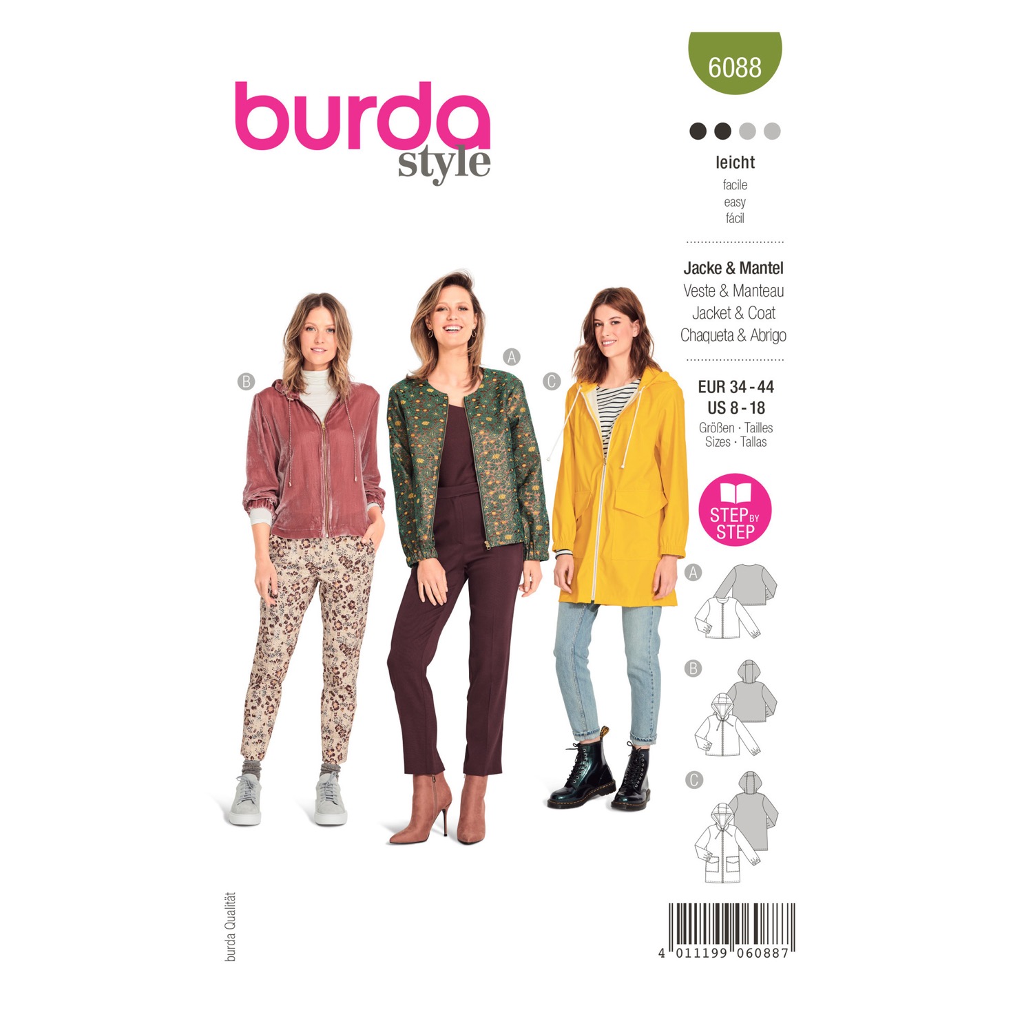 Schnittmuster Burda style, Jacke, Grün