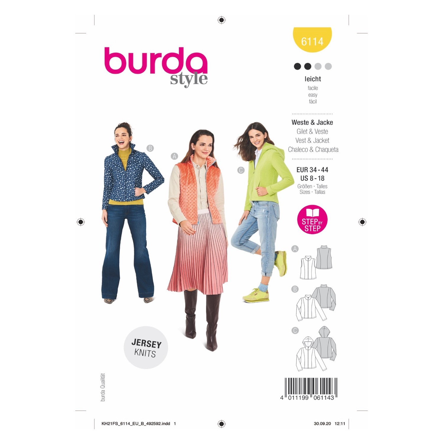 Schnittmuster Burda style, Jacke, Gelb