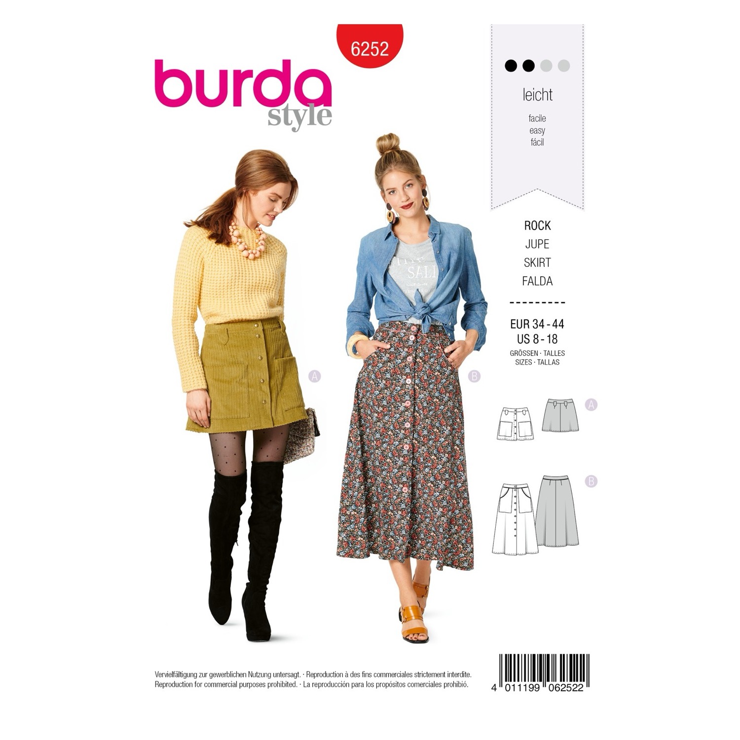 Schnittmuster Burda style, Rock, Rot