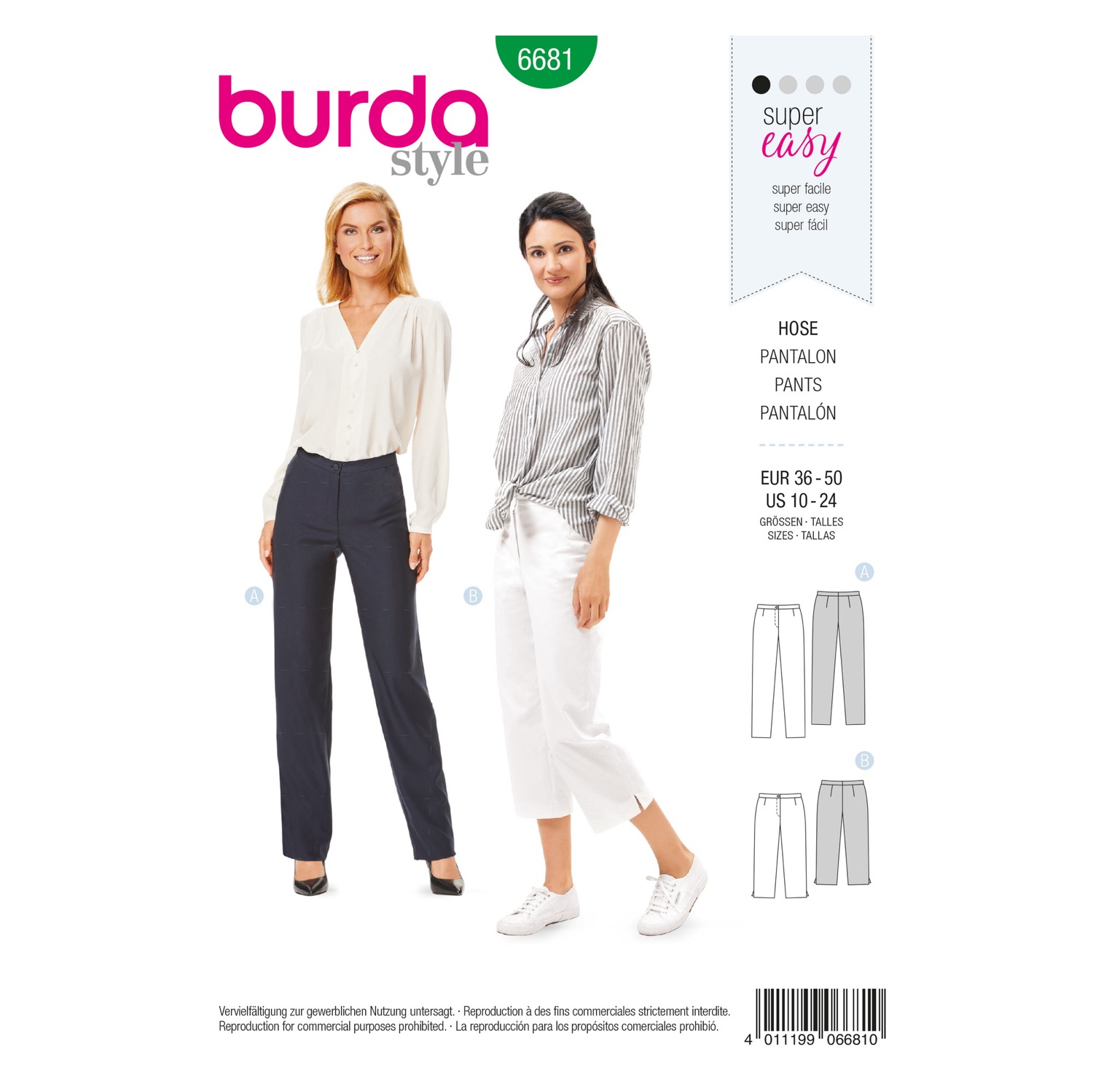 Schnittmuster Burda style, Hose, Grün