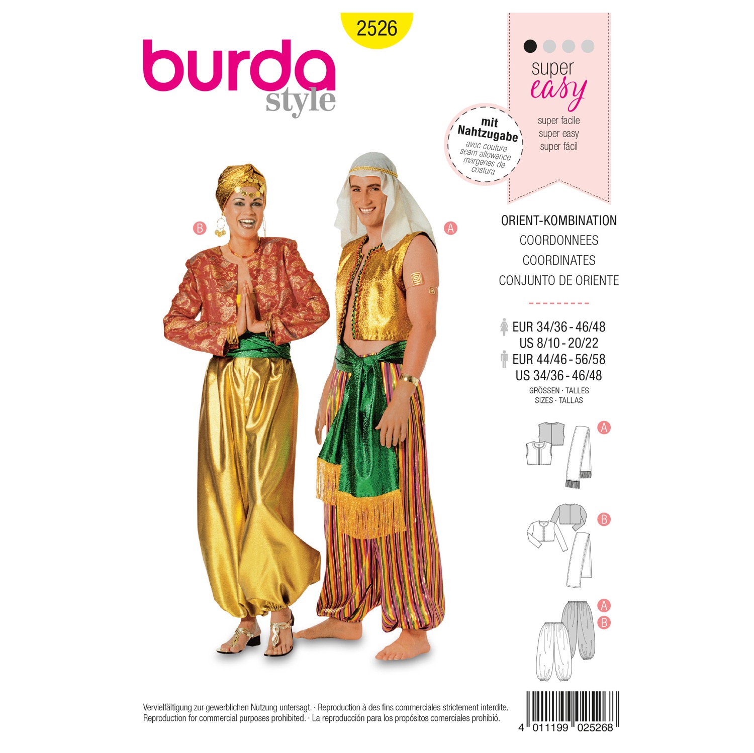 Schnittmuster Burda style, Verkleidung, Gelb