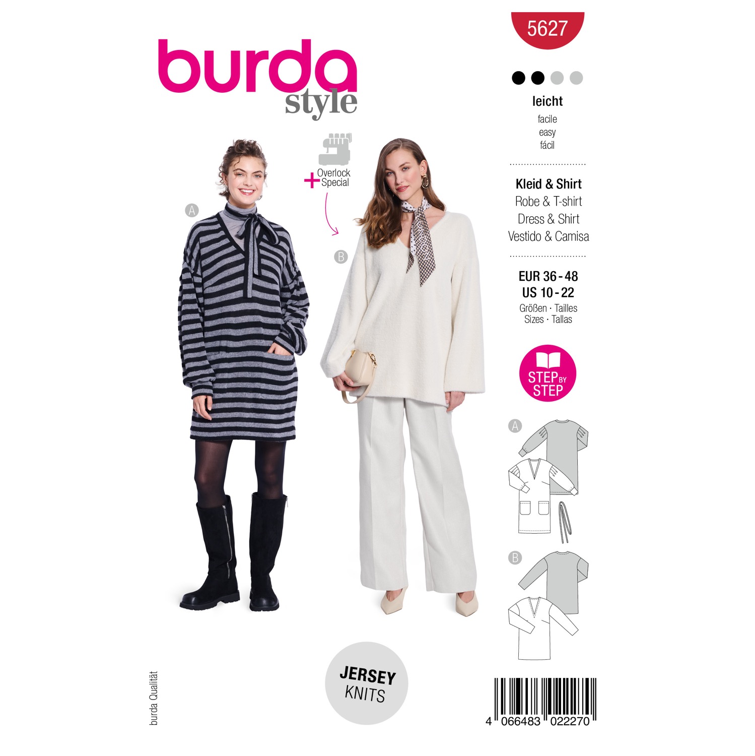 Schnittmuster Burda style, Kleid, Top, rot