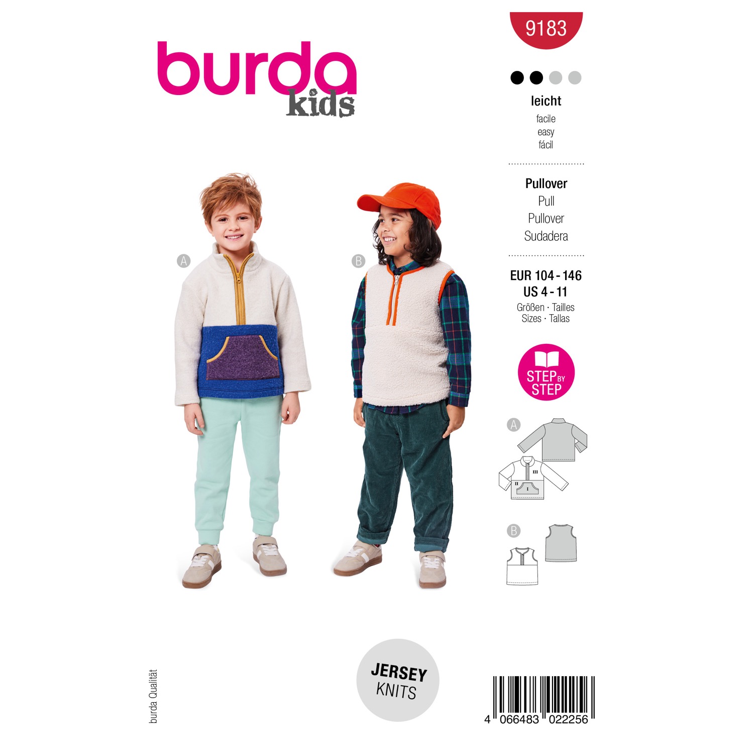 Schnittmuster Burda kids, Jacke, Kindermode, rot
