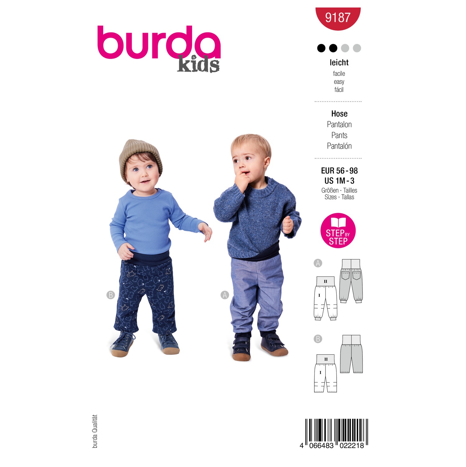 Schnittmuster Burda kids, Hose, Kindermode, rot