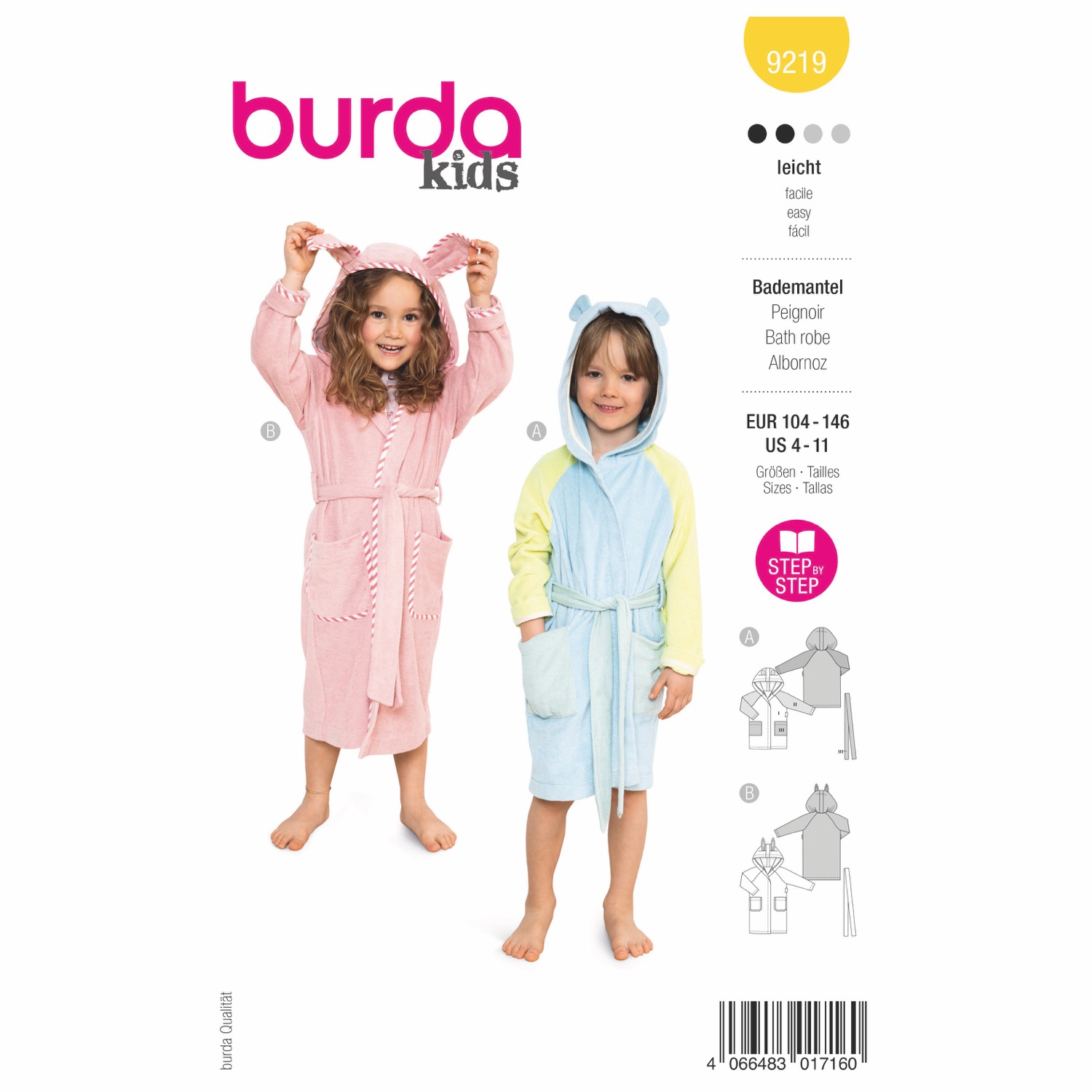 Schnittmuster Burda kids, Homewear, gelb