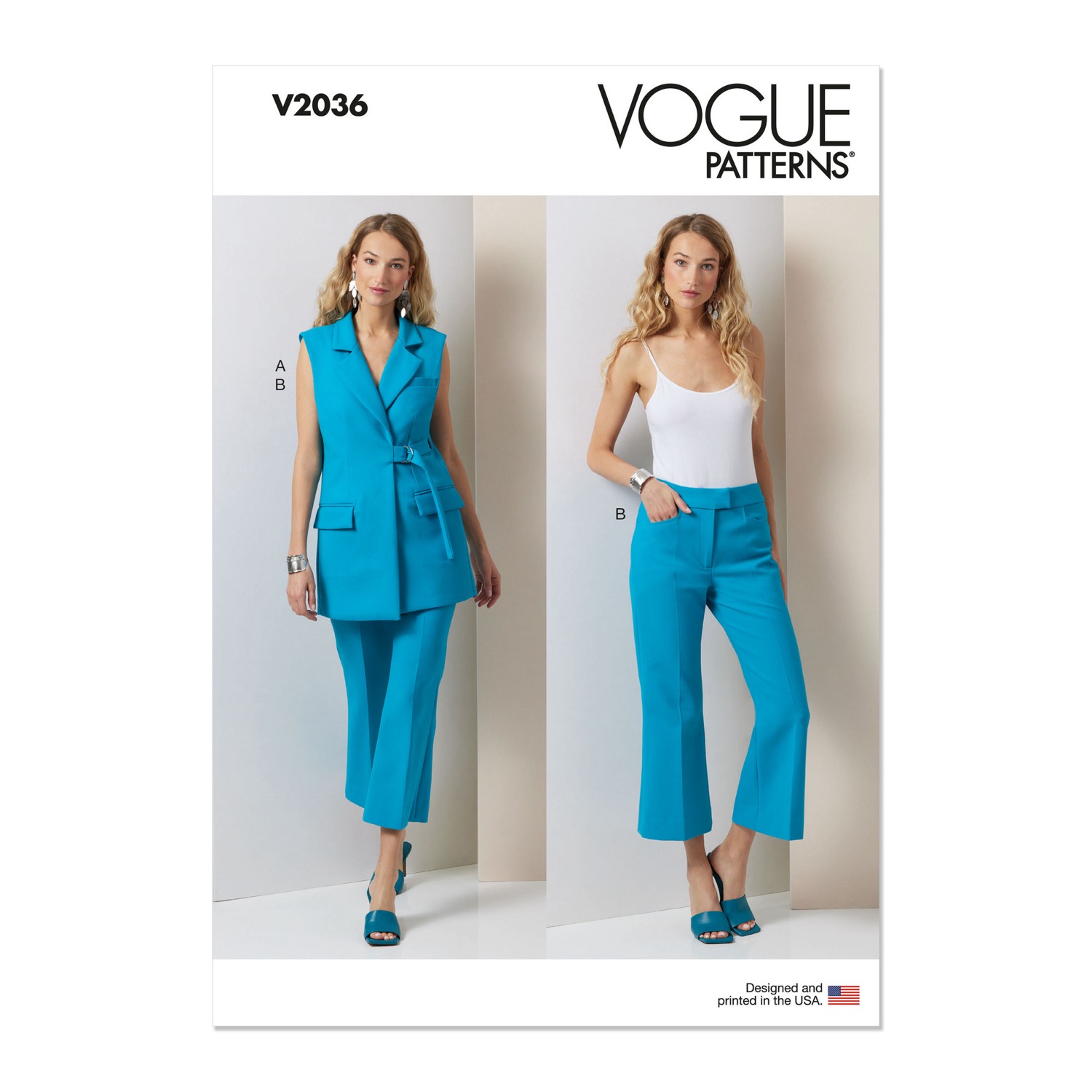 Einzelschnittmuster Vogue, große Größen, Hose, Top, orange