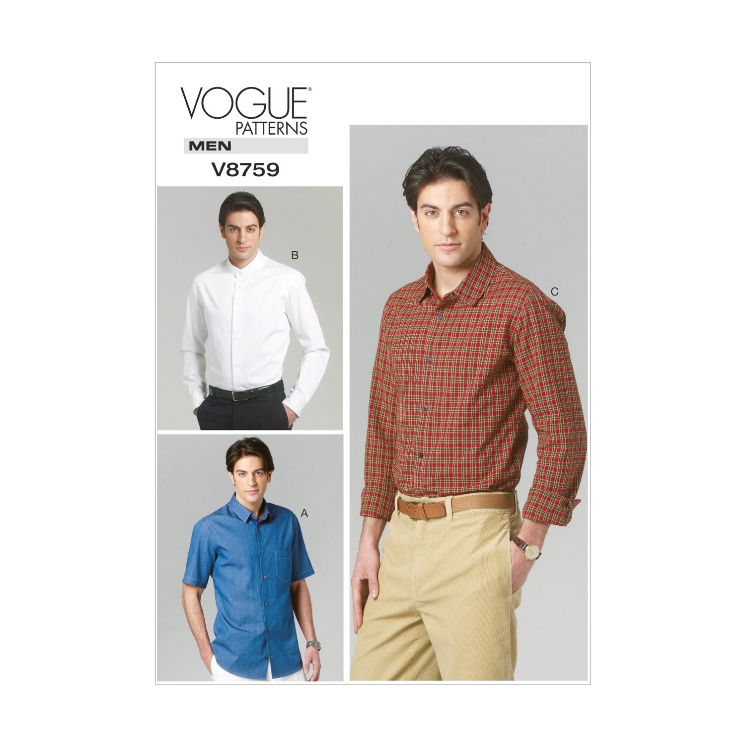 Einzelschnittmuster Vogue, Herrenmode, große Größen, Top, Grün