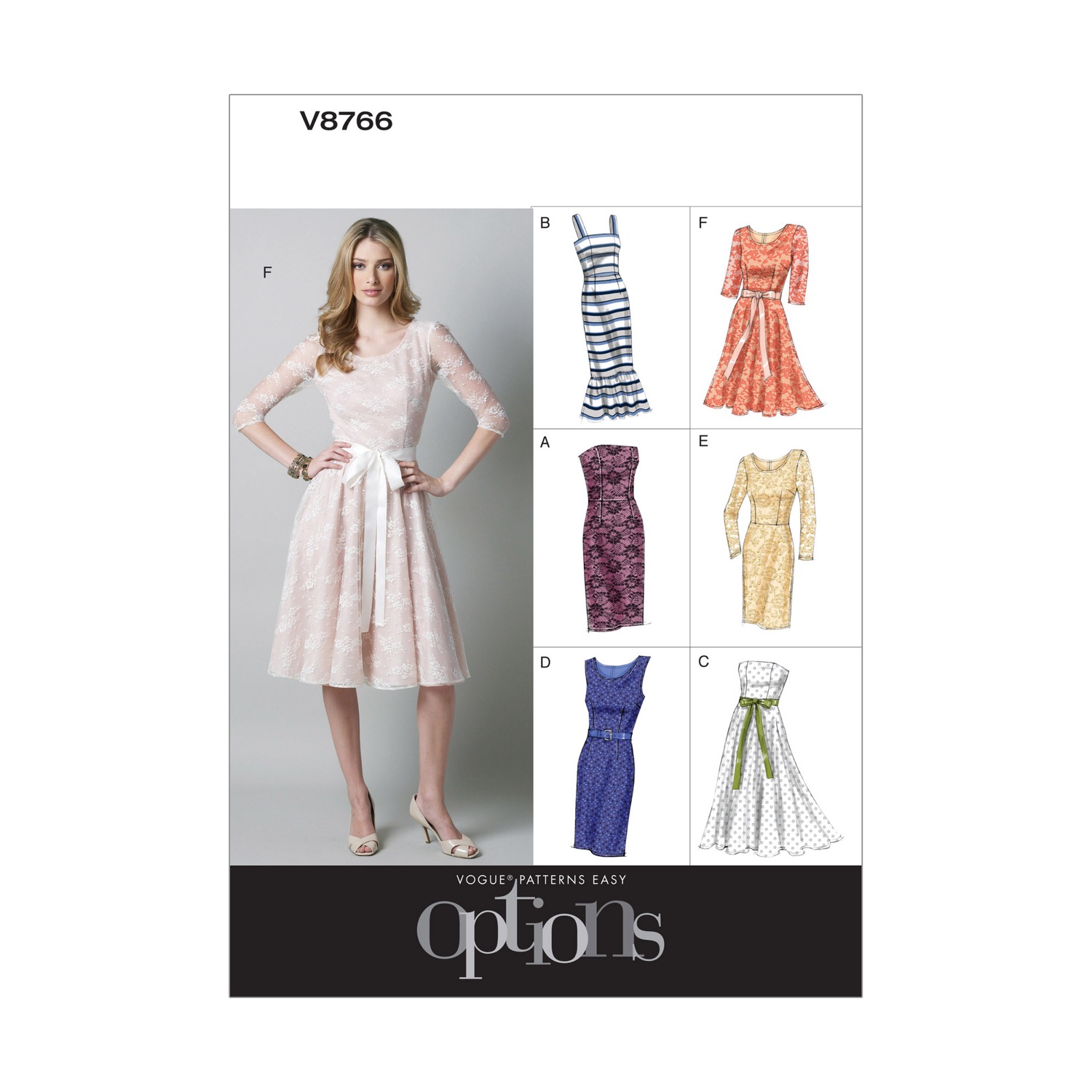Einzelschnittmuster Vogue, Kleid, große Größen, Grün