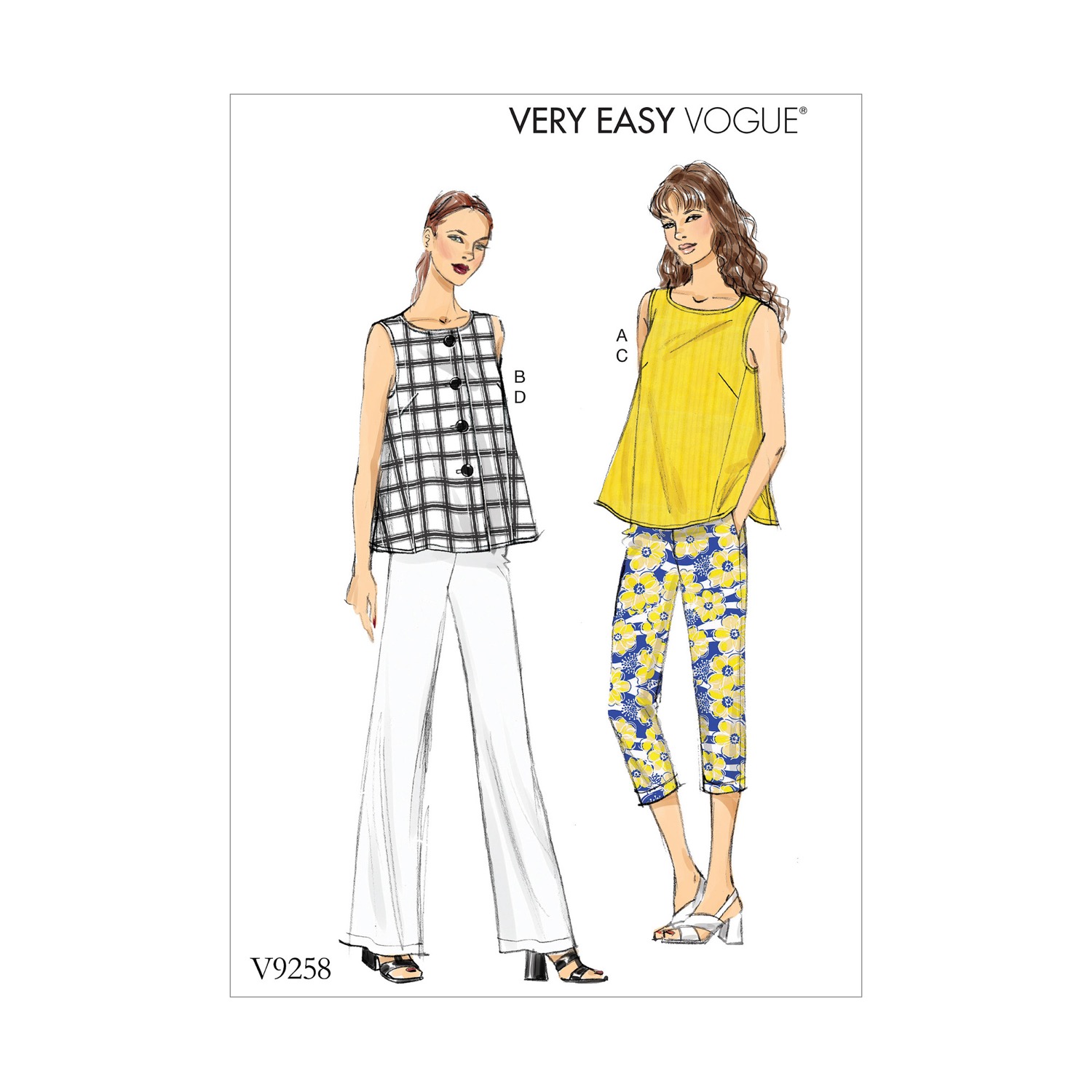 Einzelschnittmuster Vogue, Top, Hose, große Größen, Rot