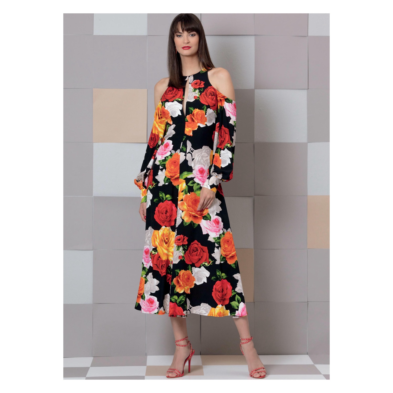Einzelschnittmuster Vogue, Kleid, große Größen, Grün