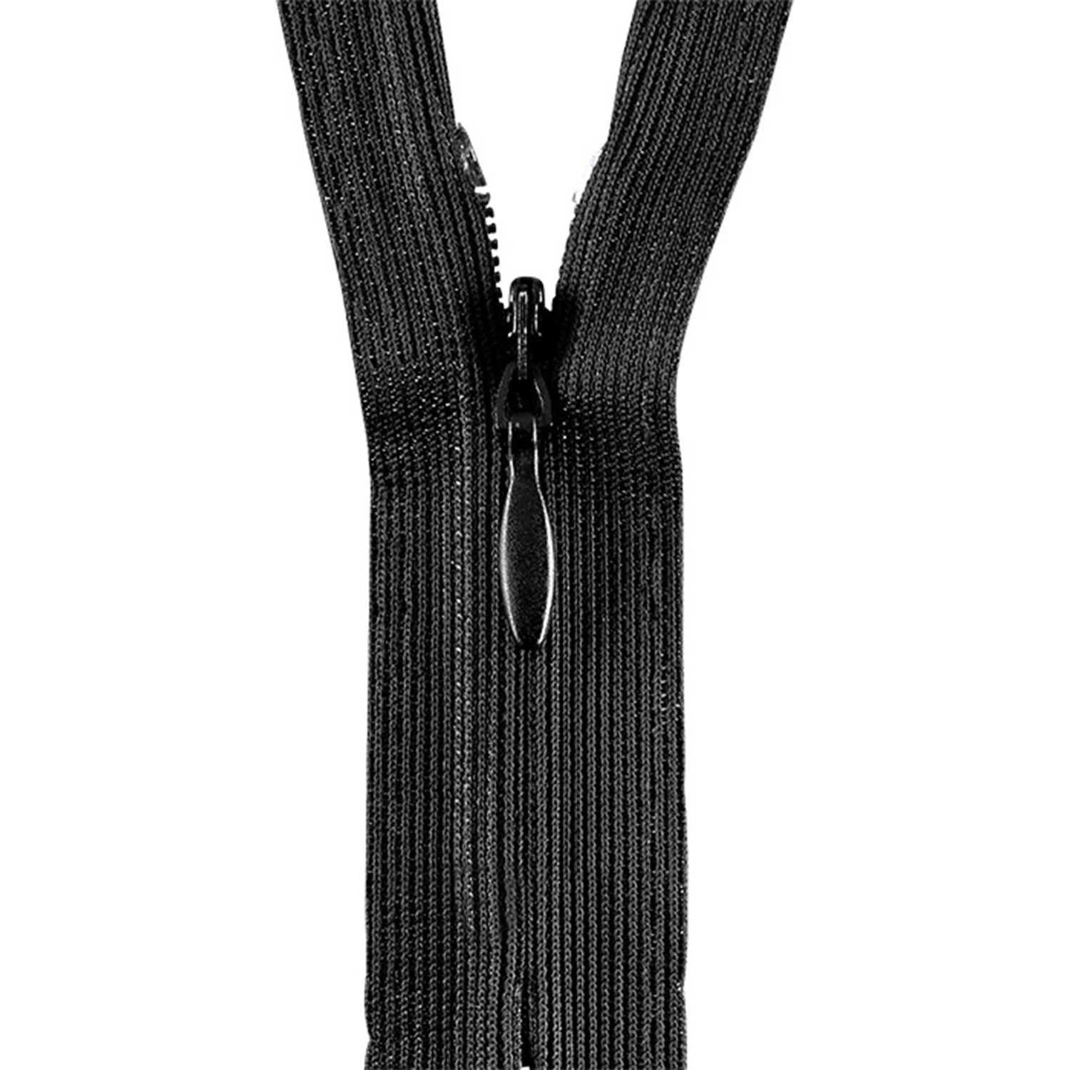 Reißverschluss nicht teilbar, nahtverdeckt, Kunststoffspirale, Schwarz, 50 cm
