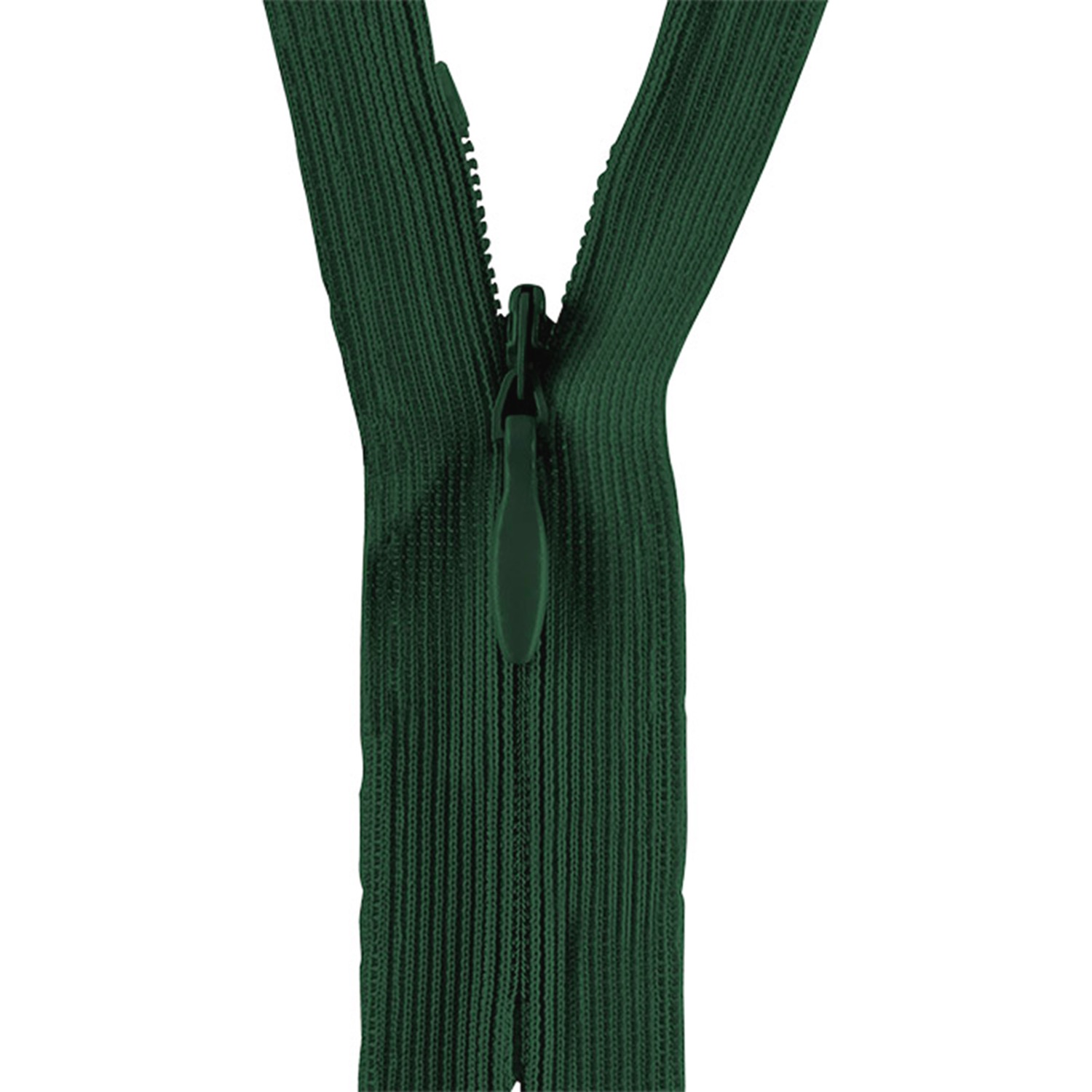 Reißverschluss nicht teilbar, nahtverdeckt, Kunststoffspirale, dunkelgrün, 50 cm